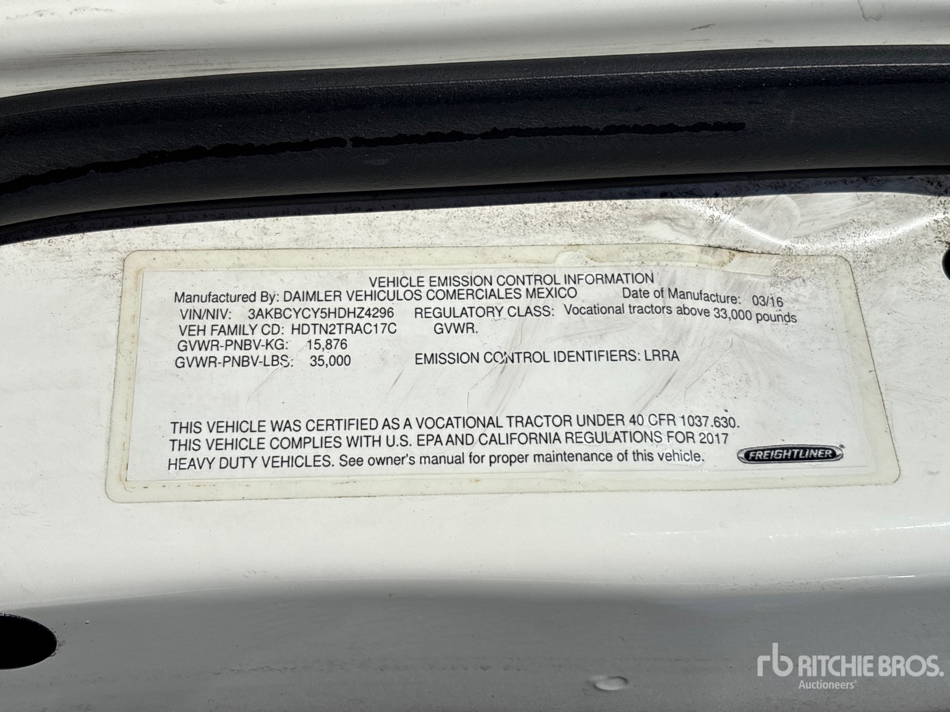 General Appearance with Serial Number / VIN