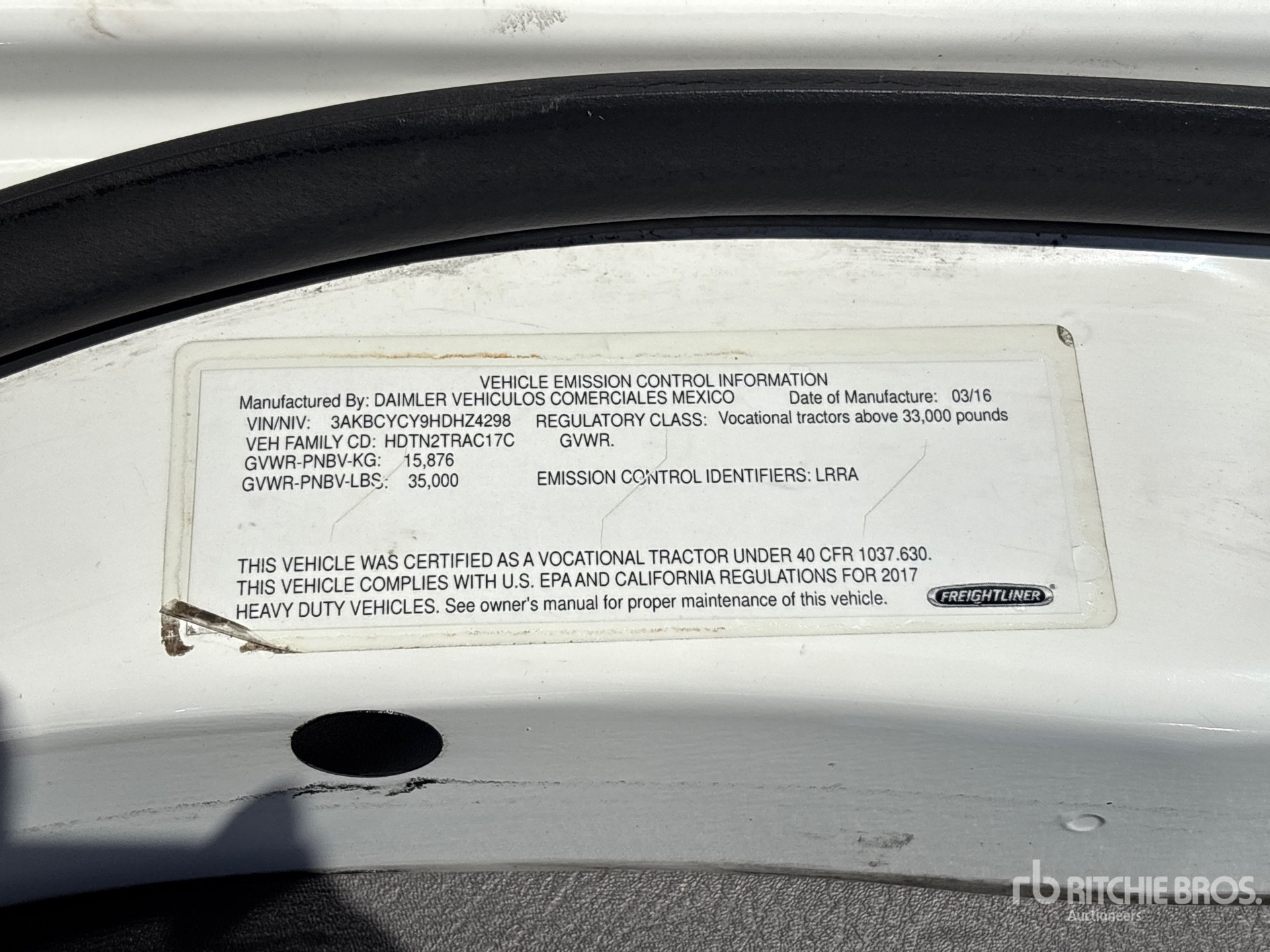 General Appearance with Serial Number / VIN