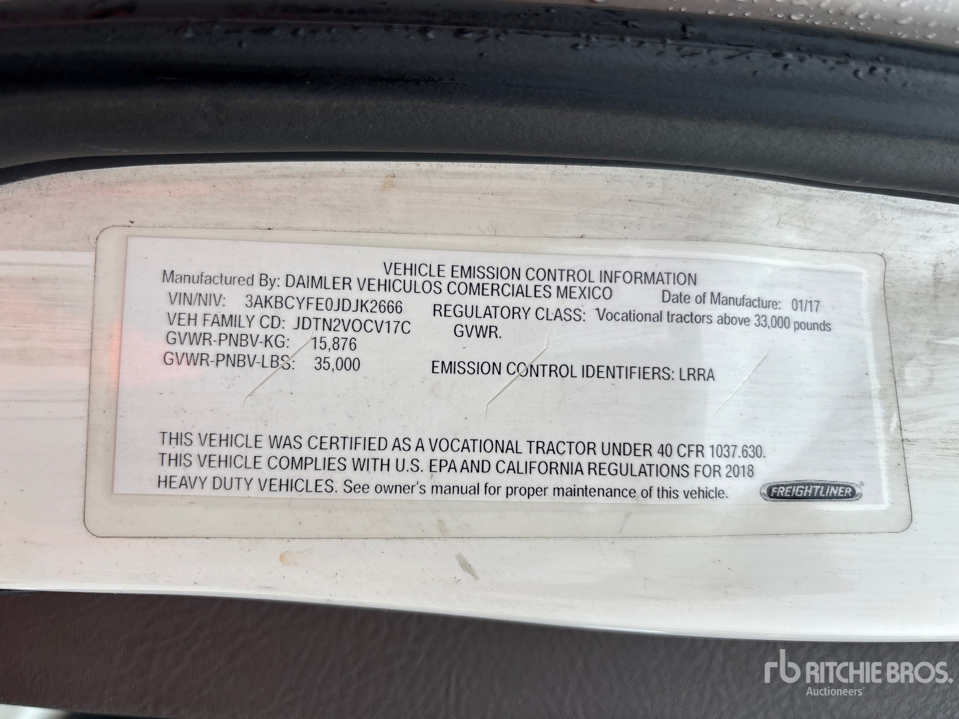 General Appearance with Serial Number / VIN