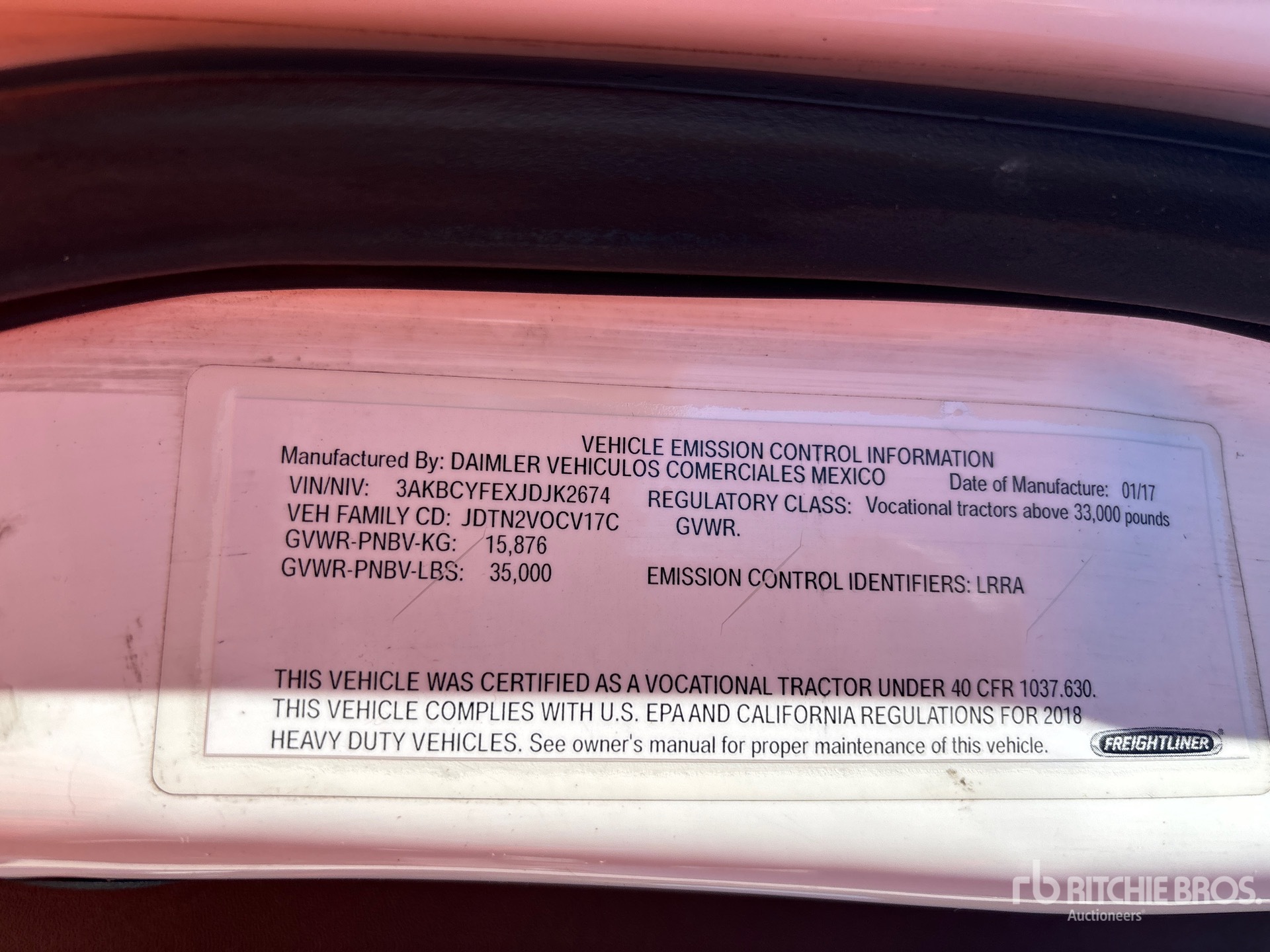 General Appearance with Serial Number / VIN