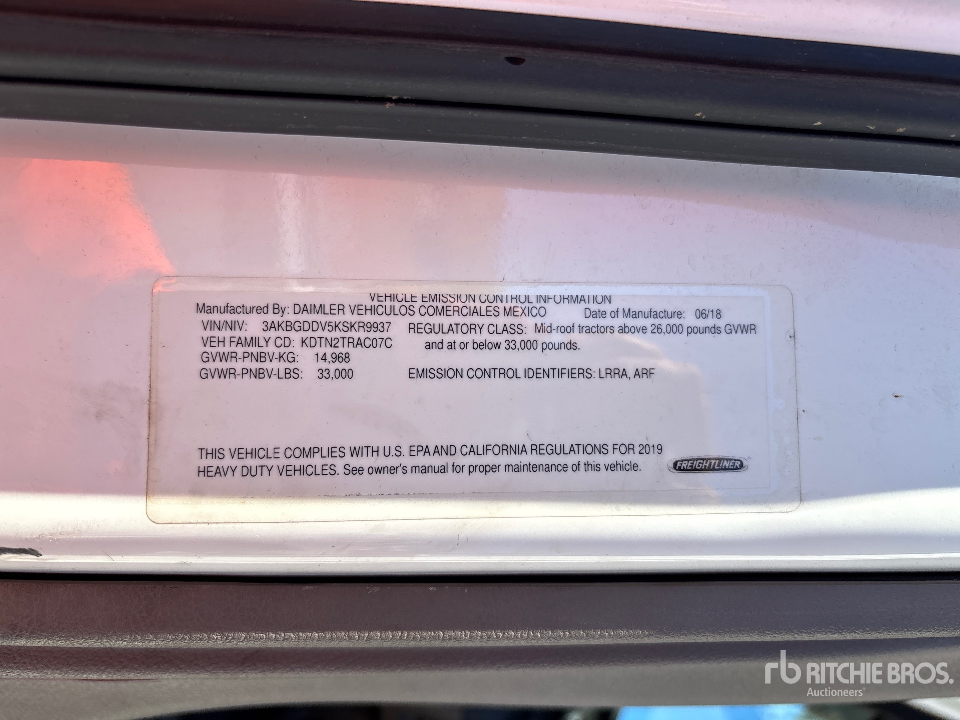 General Appearance with Serial Number / VIN