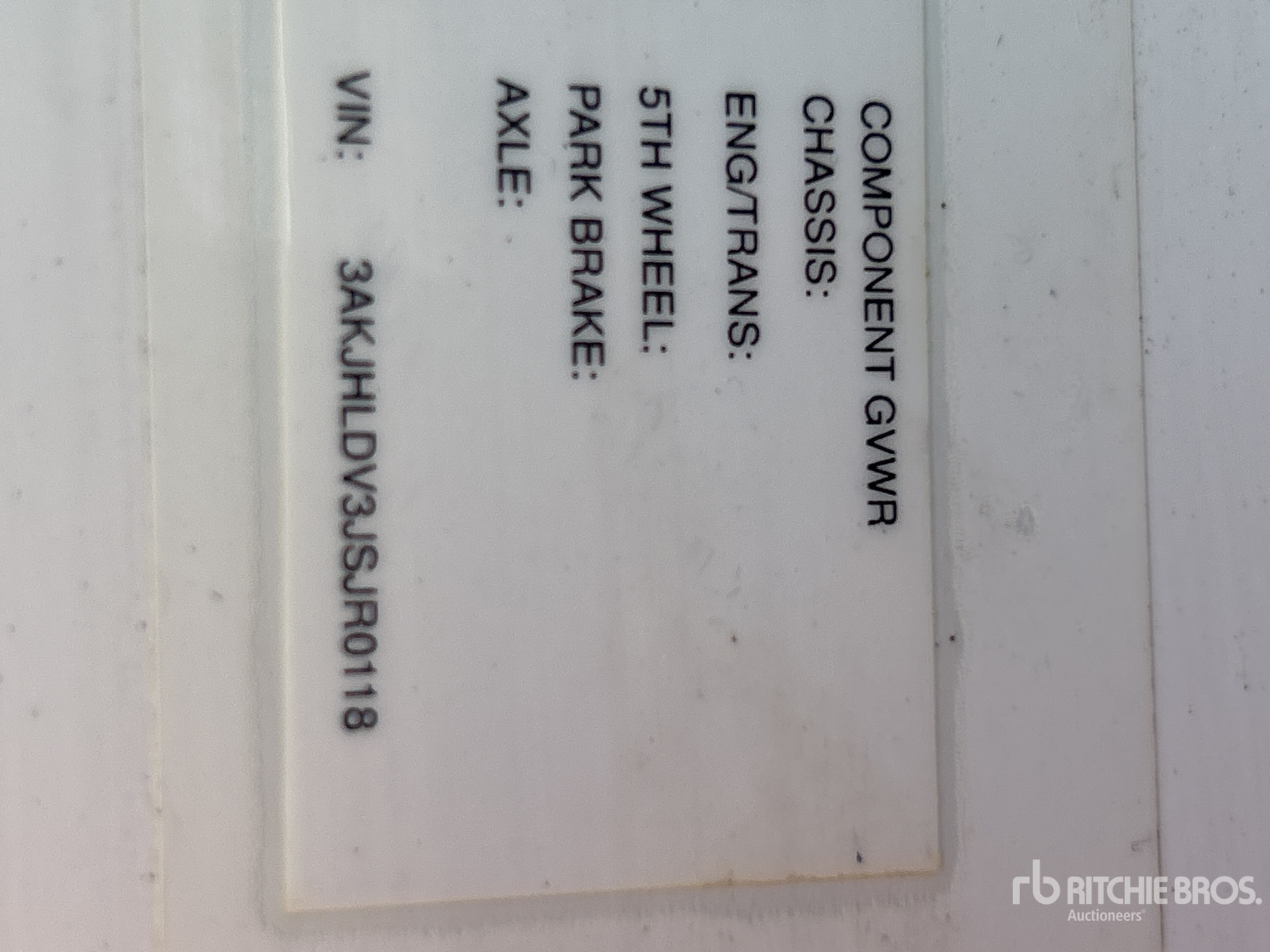 General Appearance with Serial Number / VIN