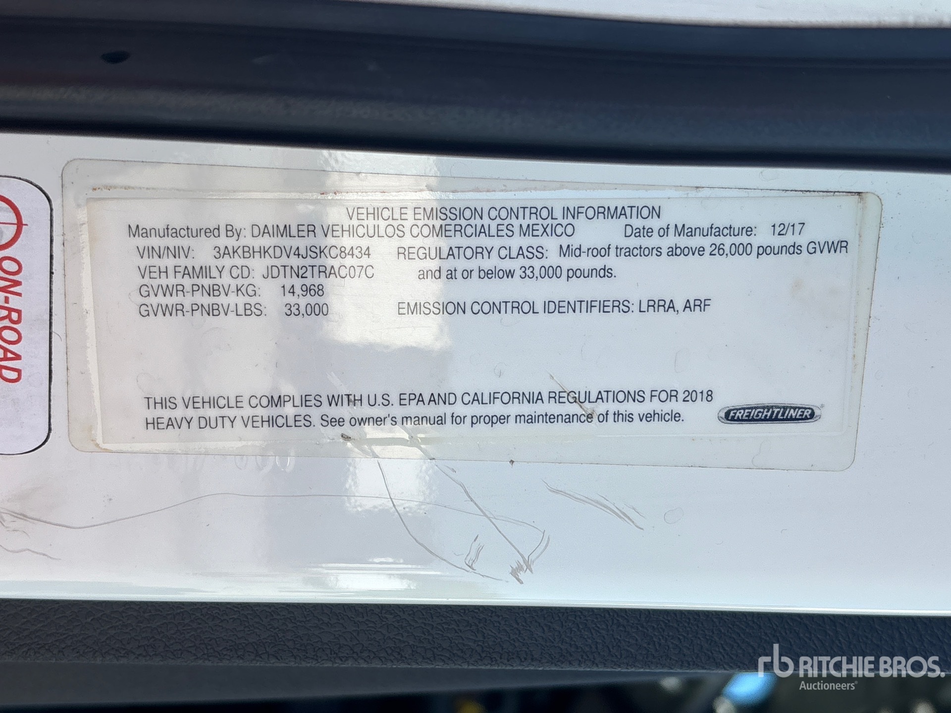 General Appearance with Serial Number / VIN