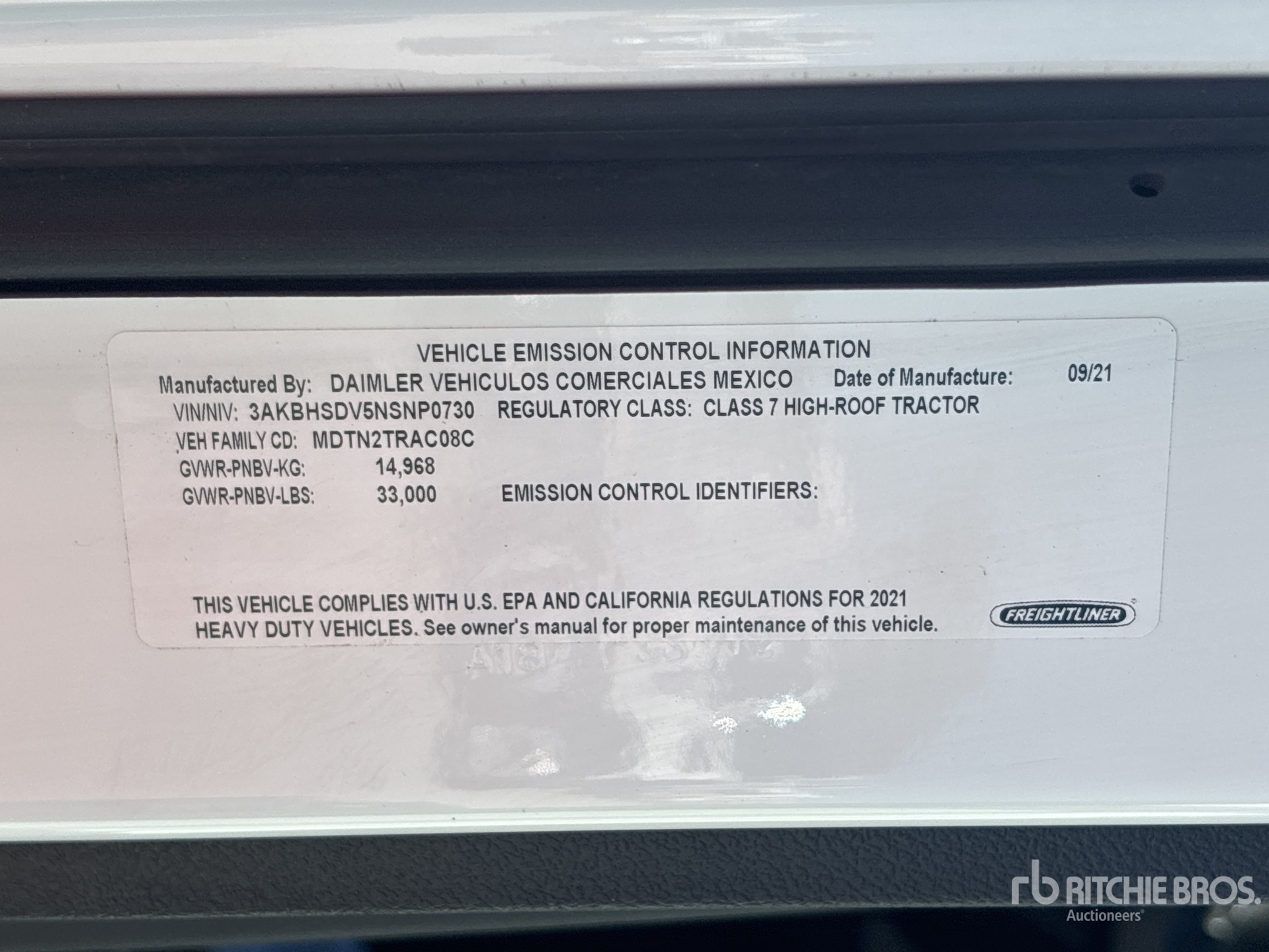 General Appearance with Serial Number / VIN