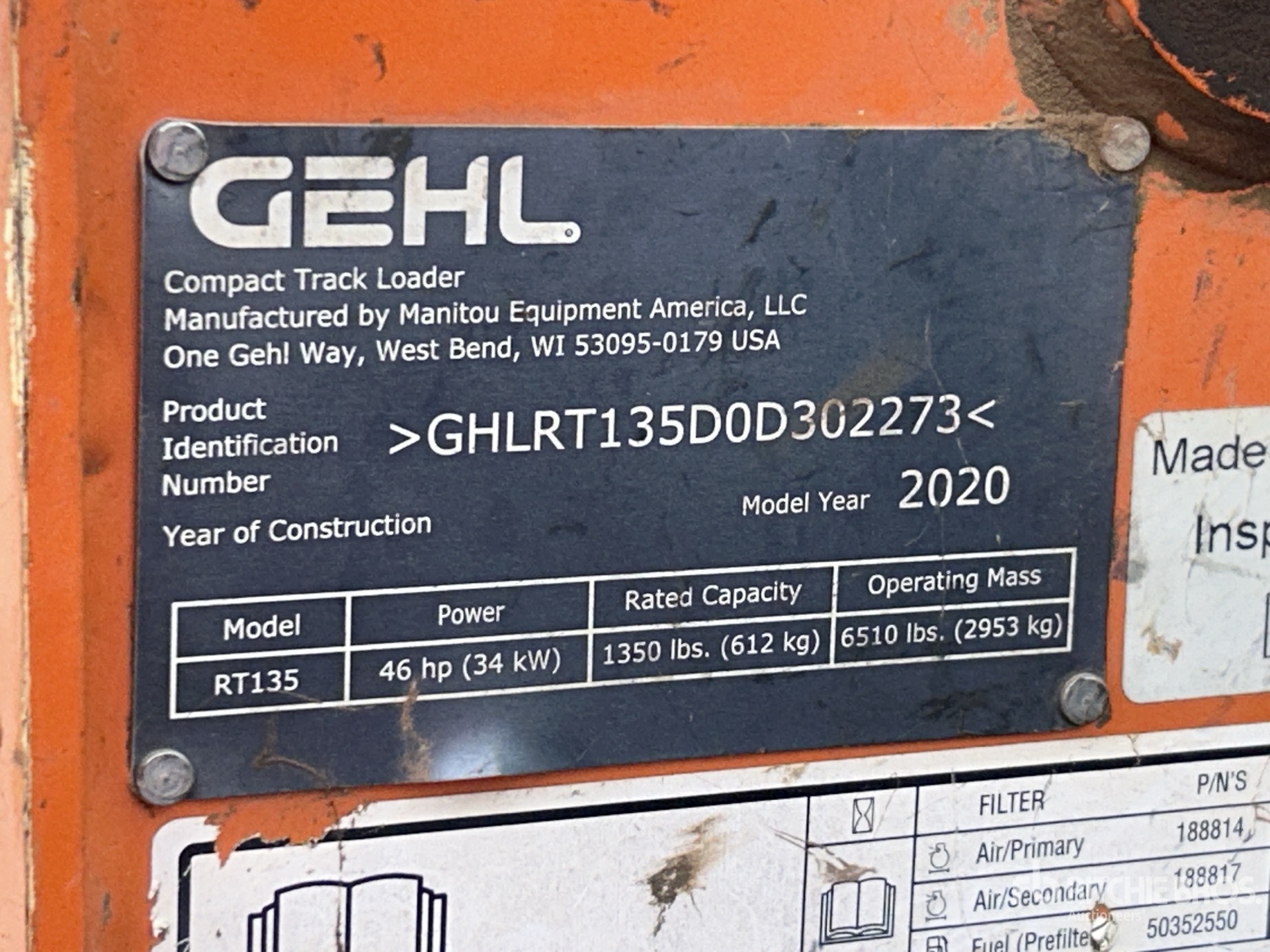 General Appearance with Serial Number / VIN