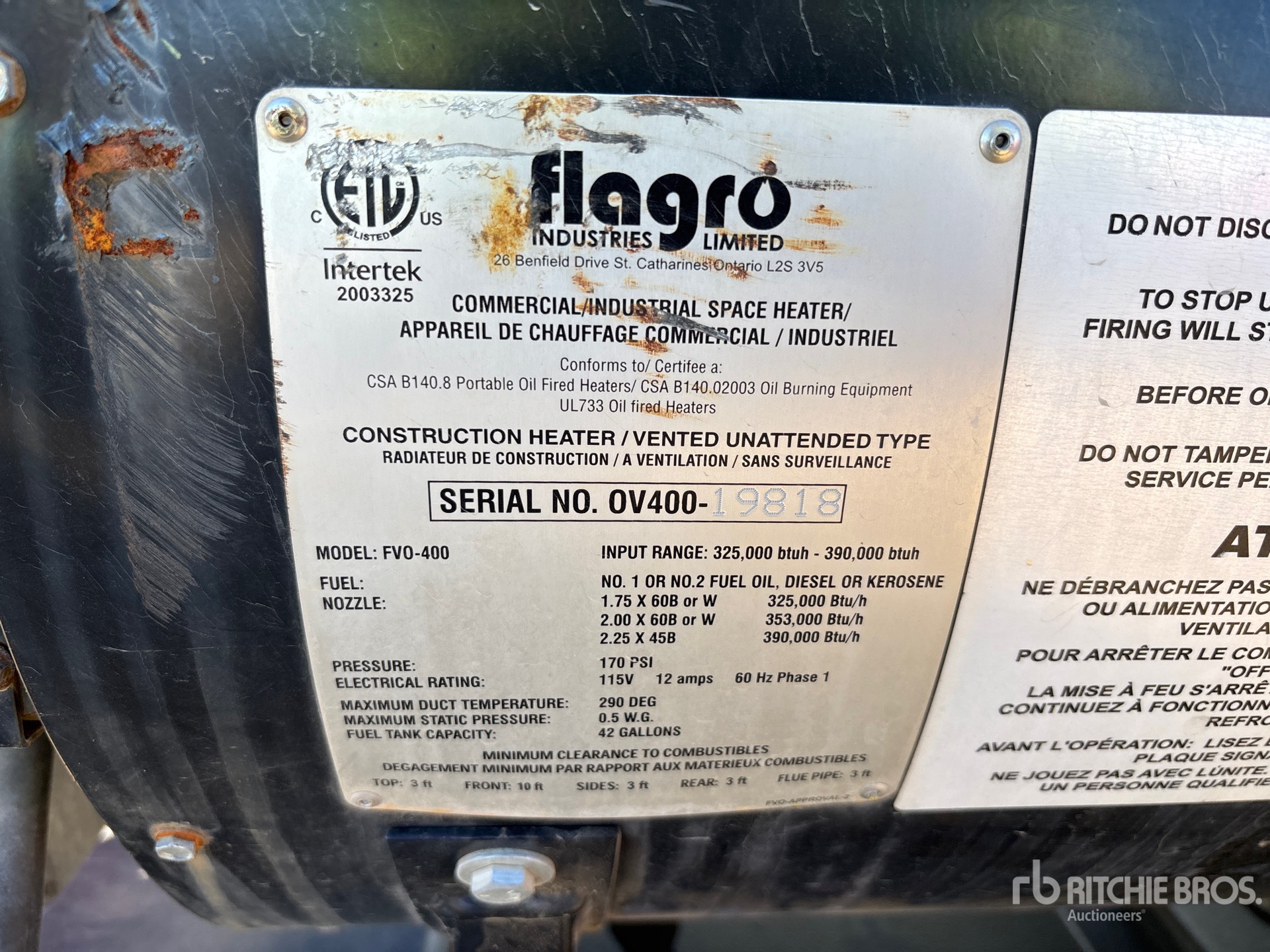 General Appearance with Serial Number / VIN