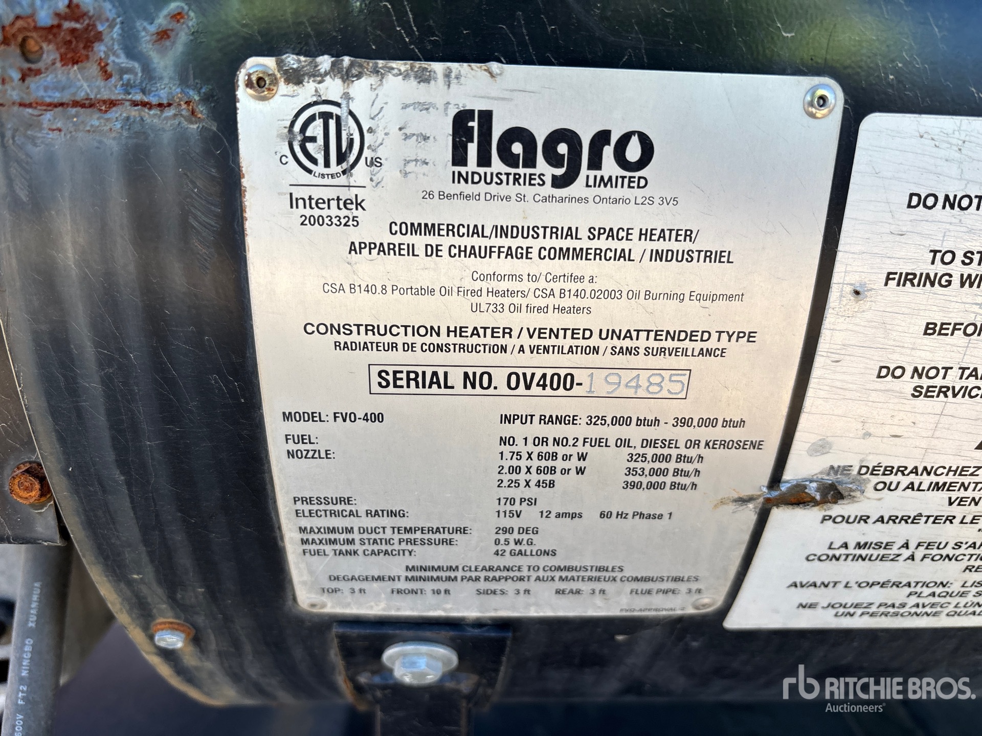 General Appearance with Serial Number / VIN