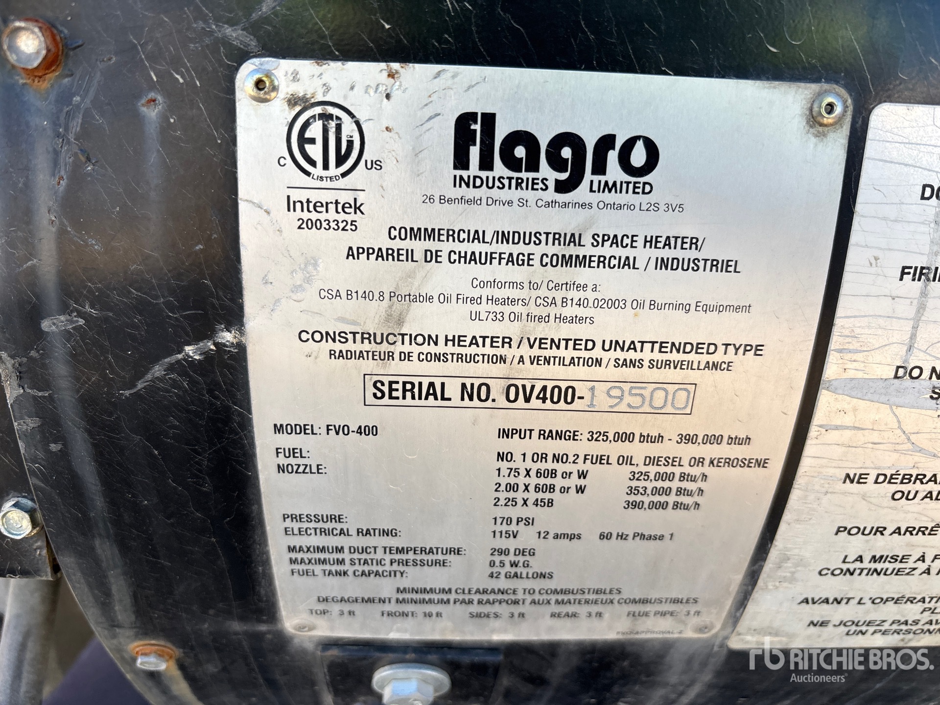 General Appearance with Serial Number / VIN