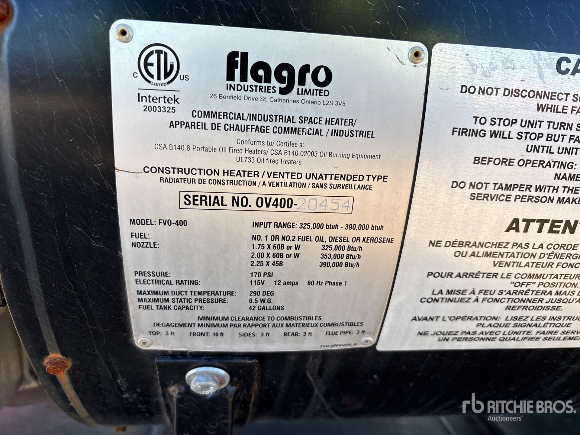 General Appearance with Serial Number / VIN