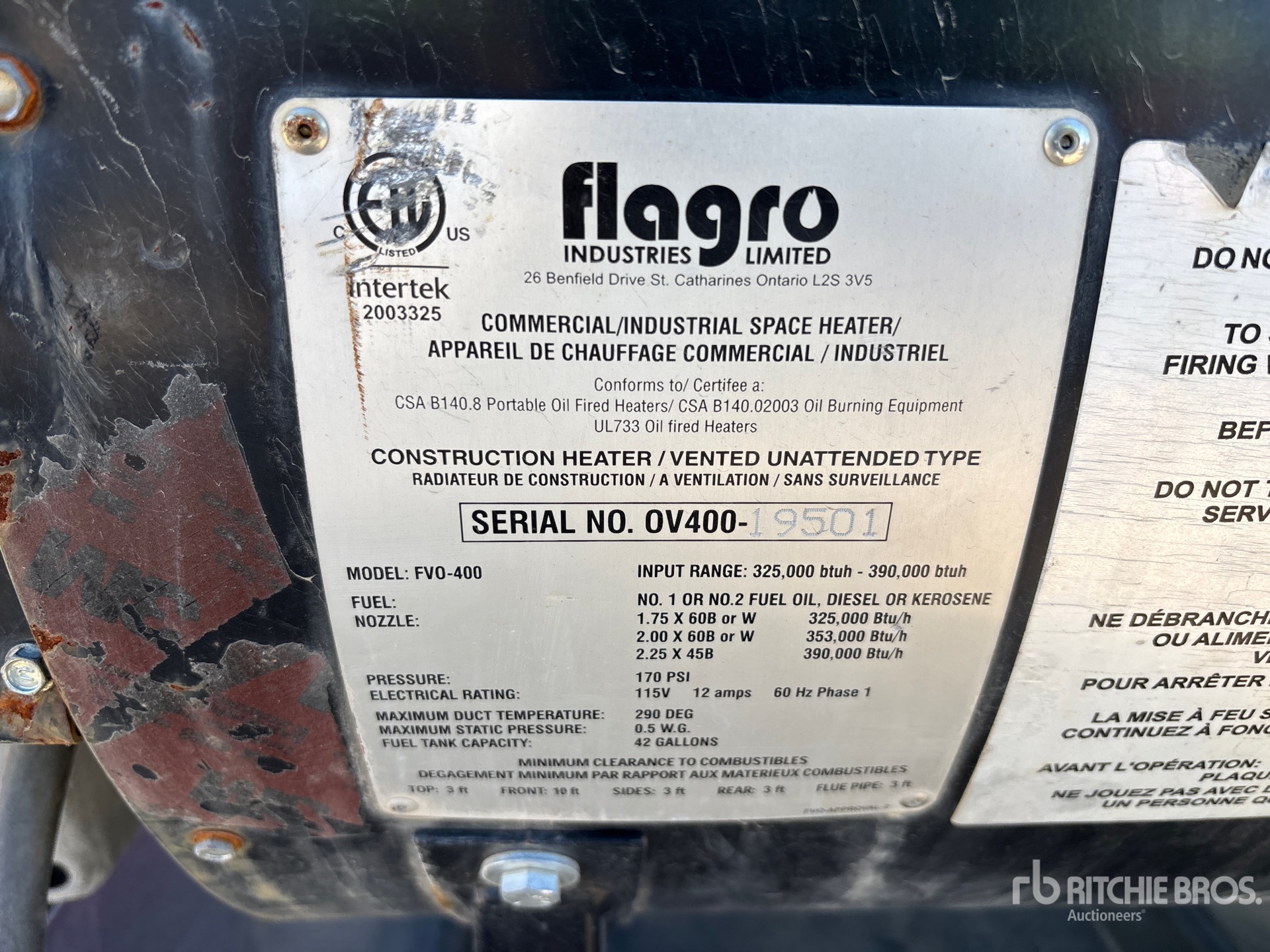 General Appearance with Serial Number / VIN