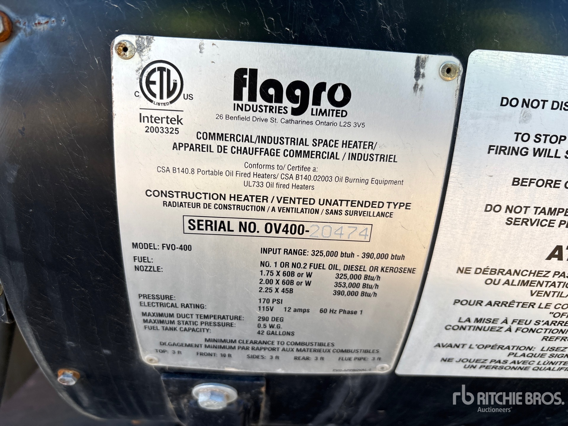 General Appearance with Serial Number / VIN