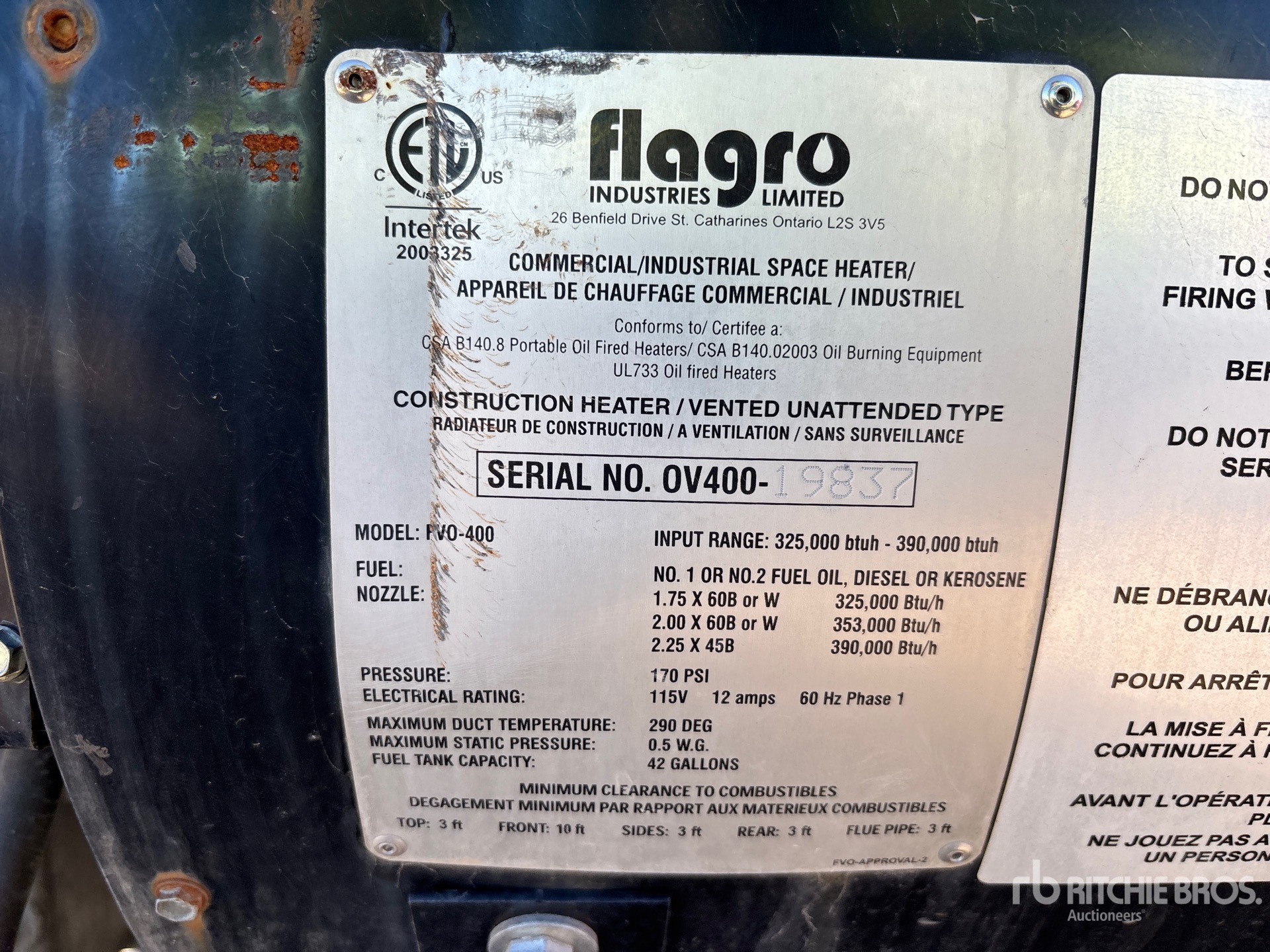 General Appearance with Serial Number / VIN