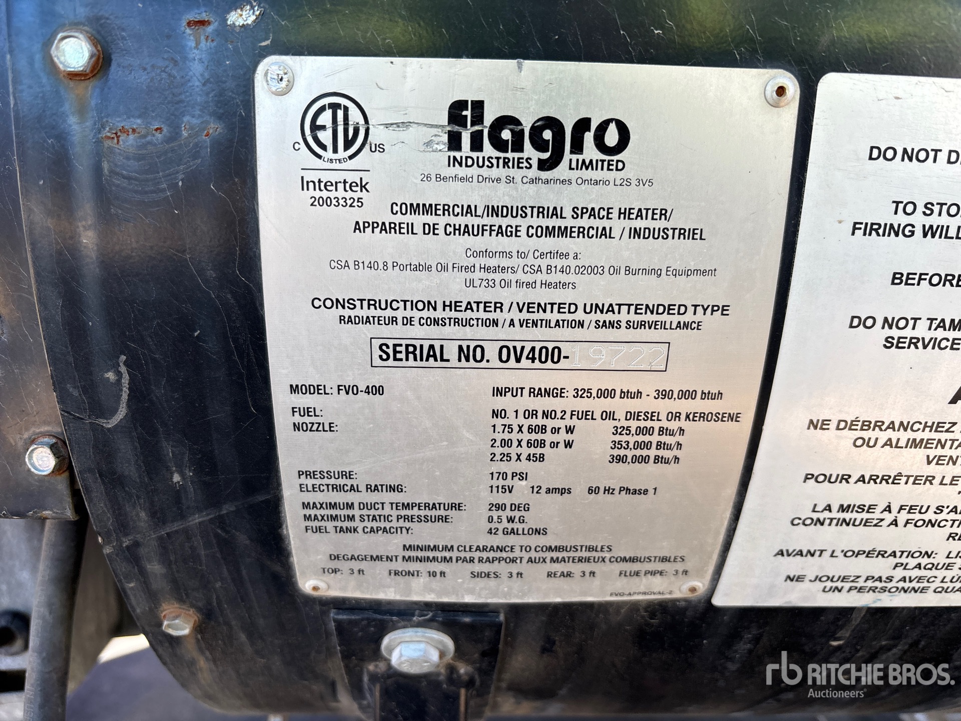 General Appearance with Serial Number / VIN