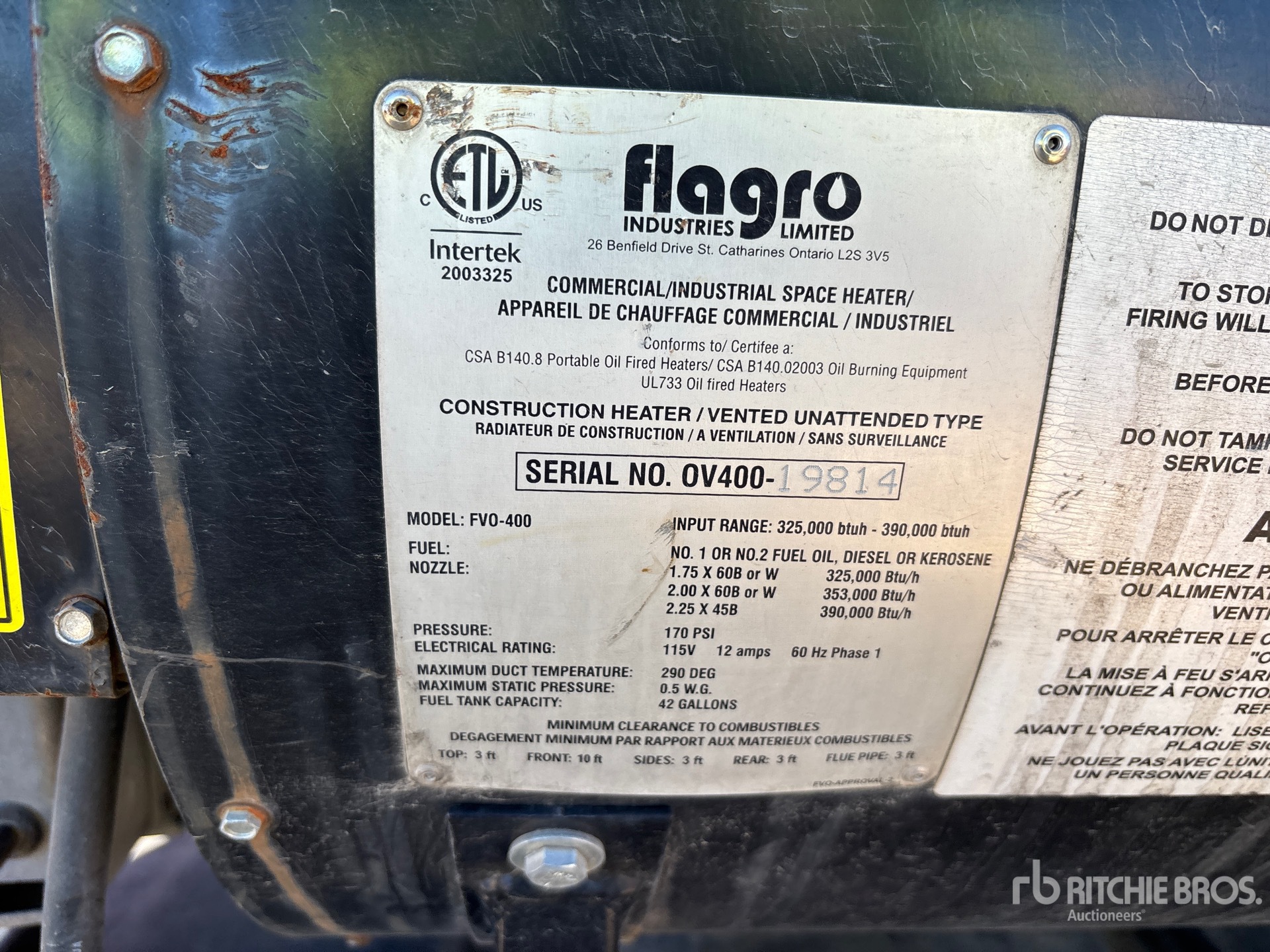 General Appearance with Serial Number / VIN