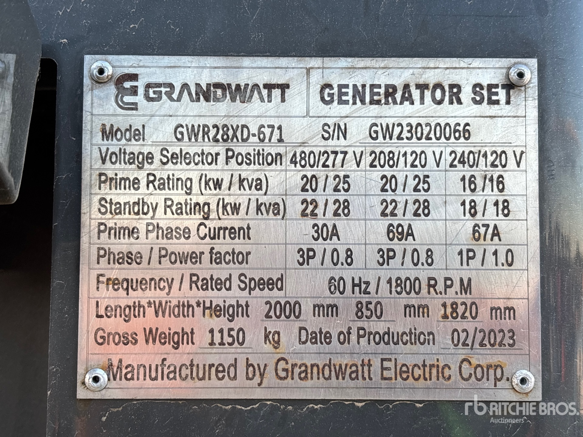 General Appearance with Unit Serial Number