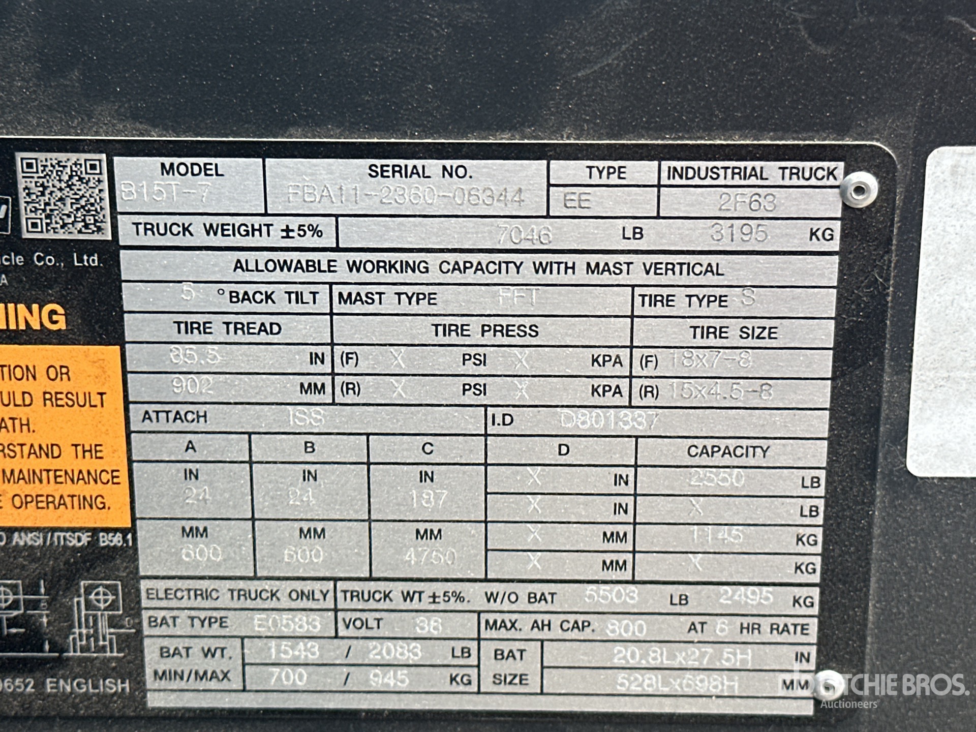 General Appearance with Serial Number / VIN