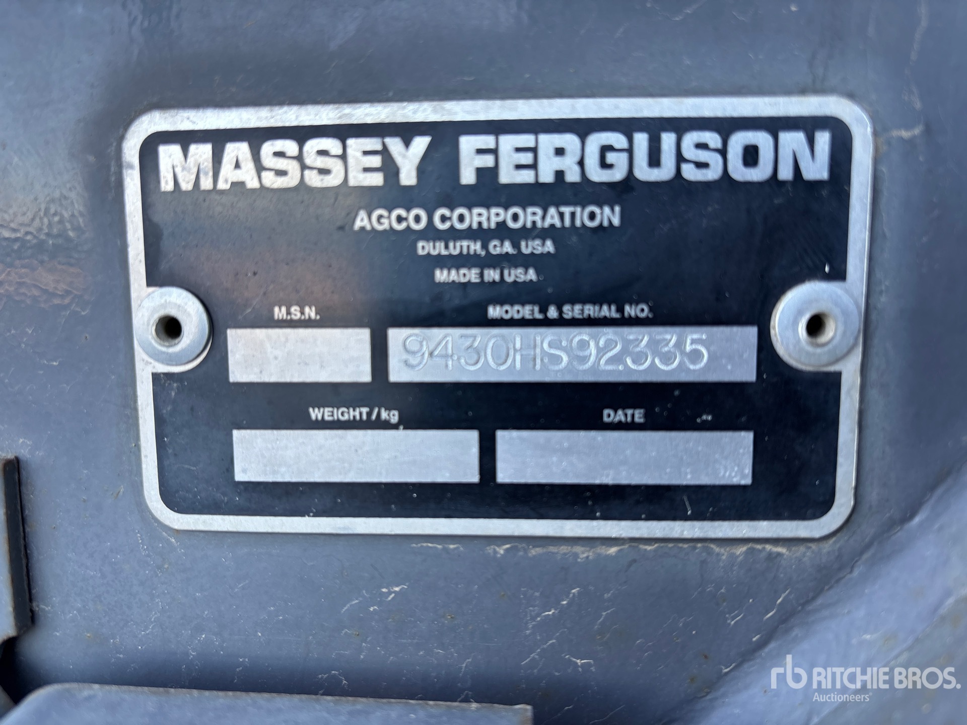 General Appearance with Serial Number / VIN