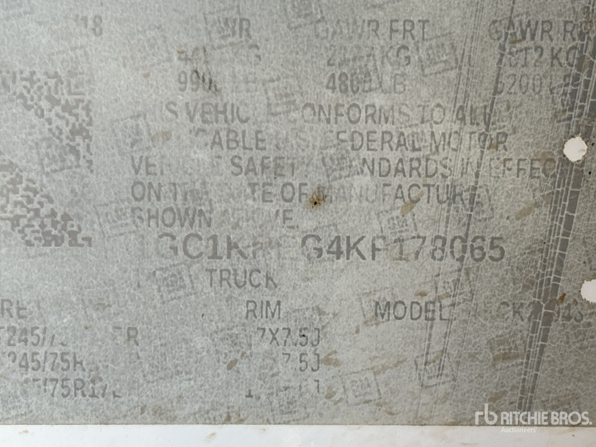 General Appearance with Serial Number / VIN