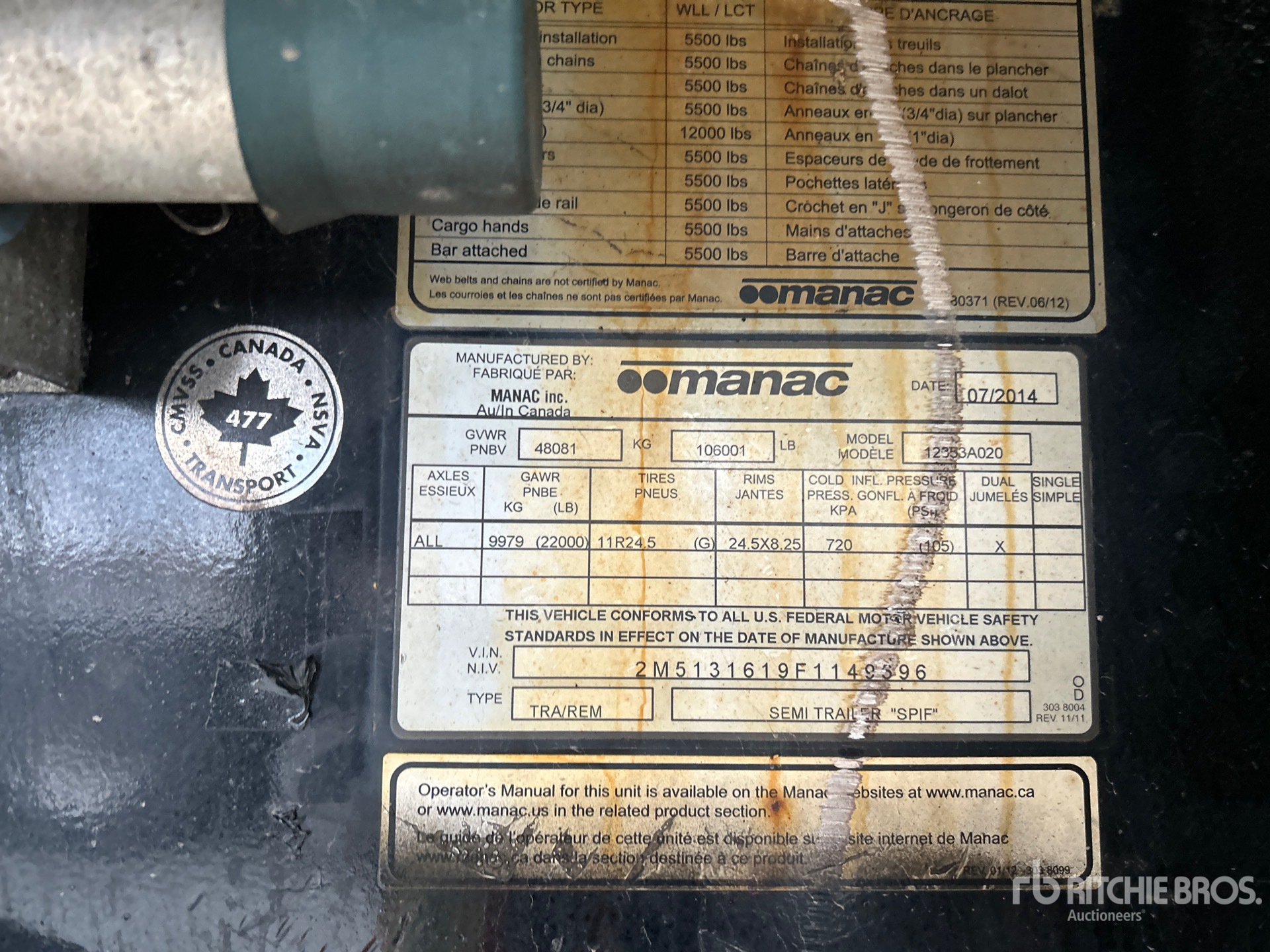 General Appearance with Serial Number / VIN