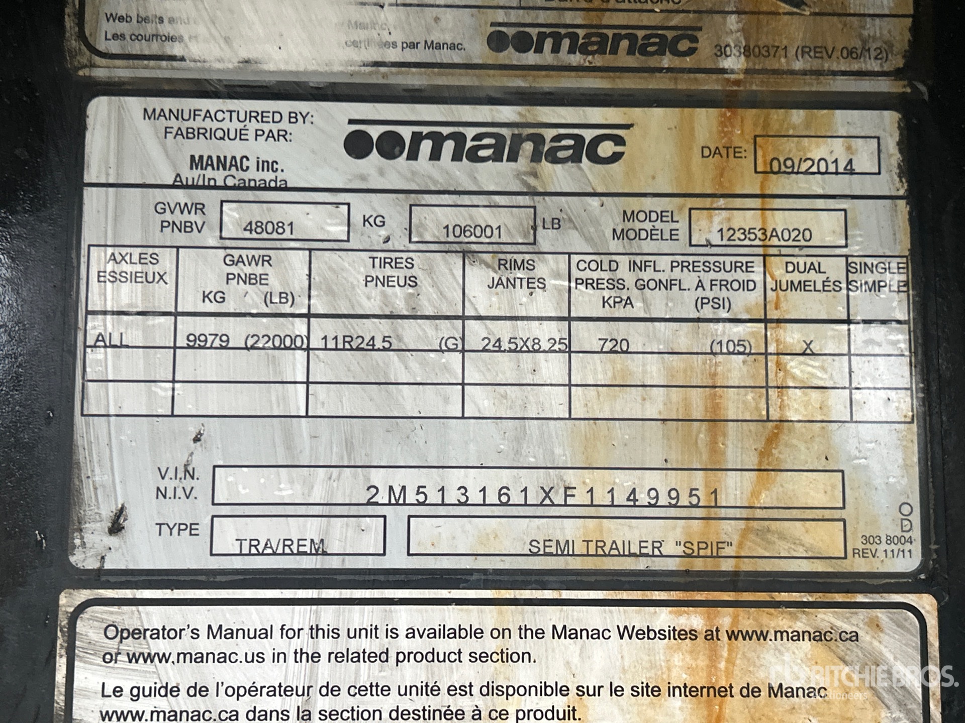 General Appearance with Serial Number / VIN