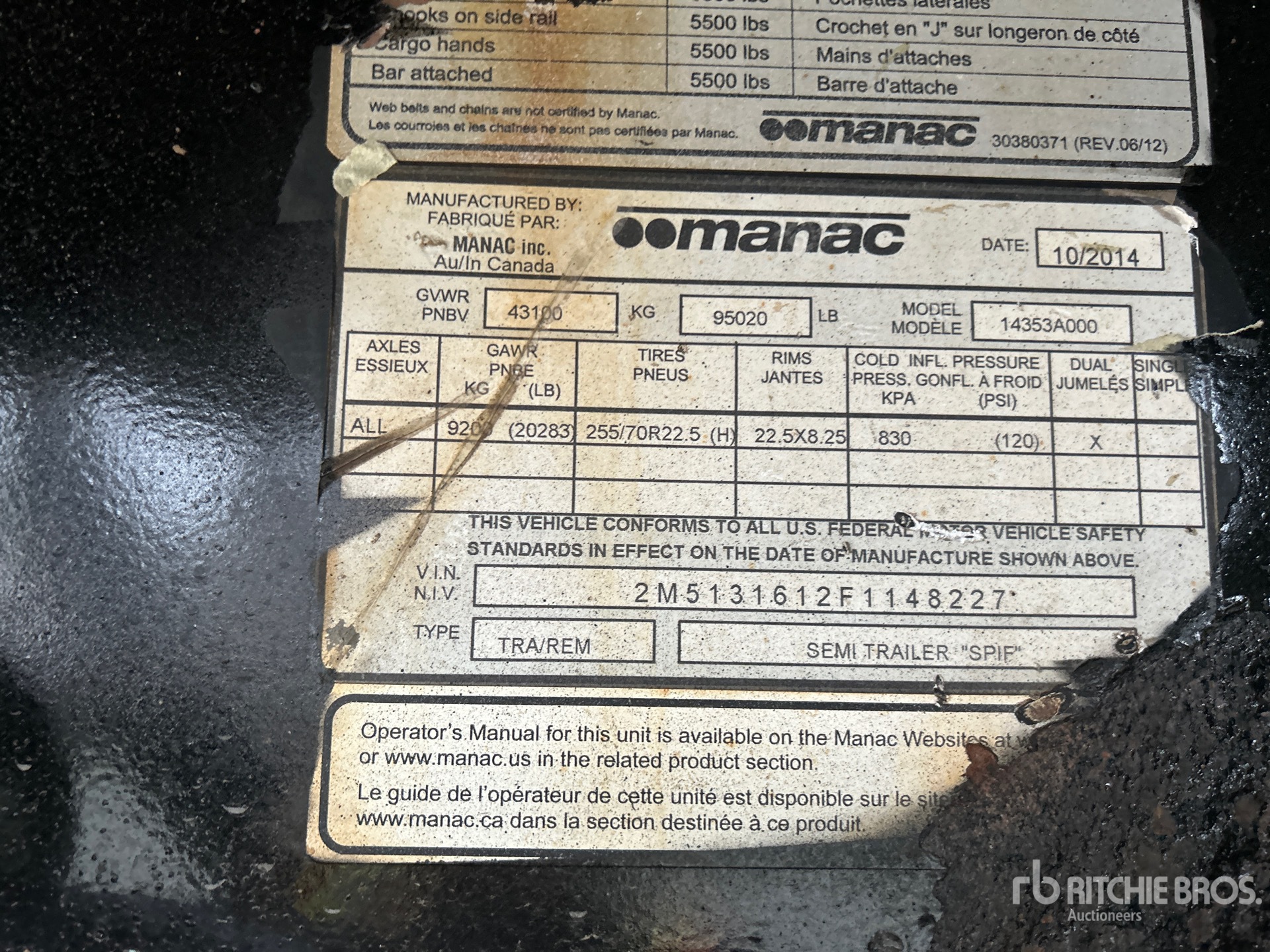 General Appearance with Serial Number / VIN