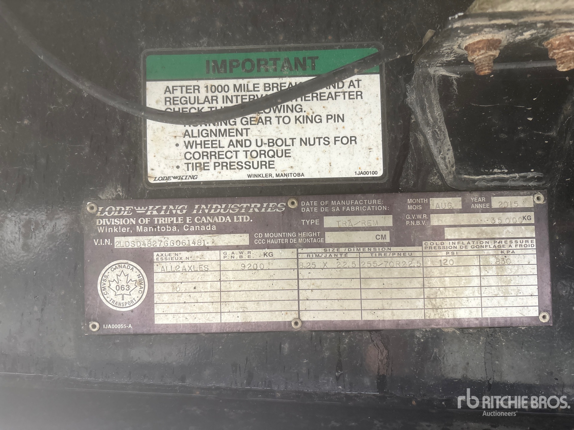 General Appearance with Serial Number / VIN