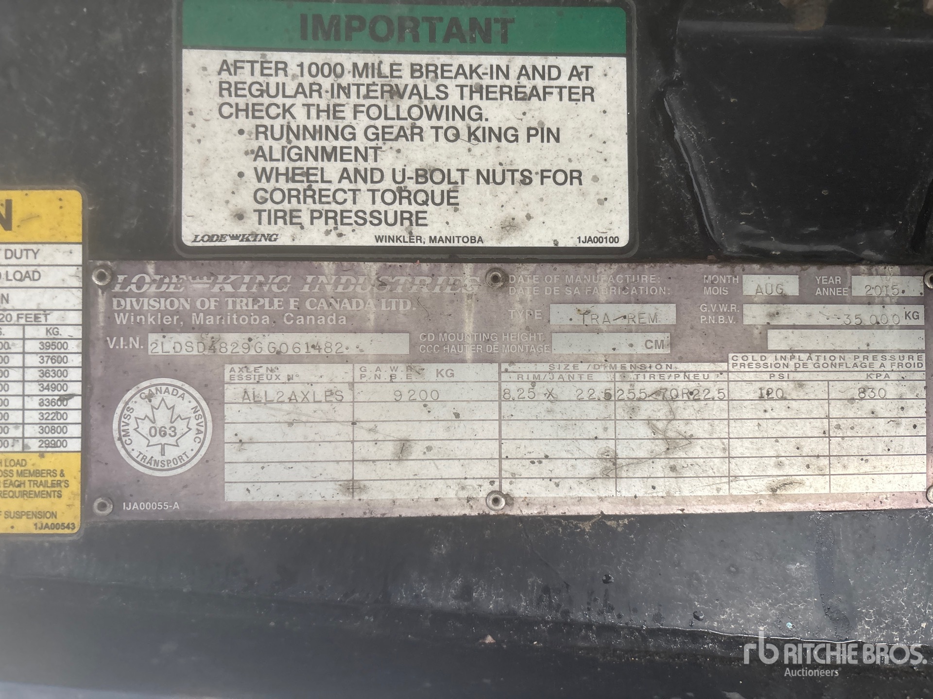 General Appearance with Serial Number / VIN