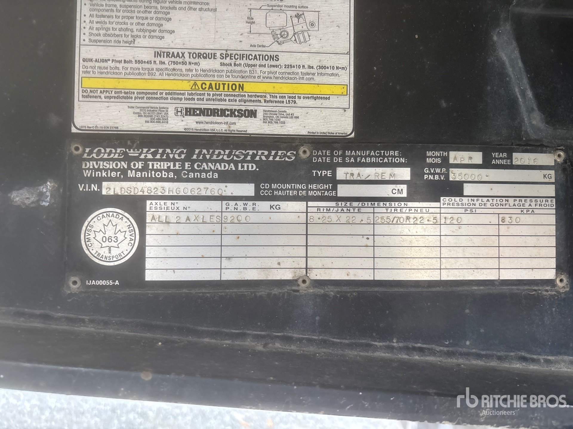 General Appearance with Serial Number / VIN