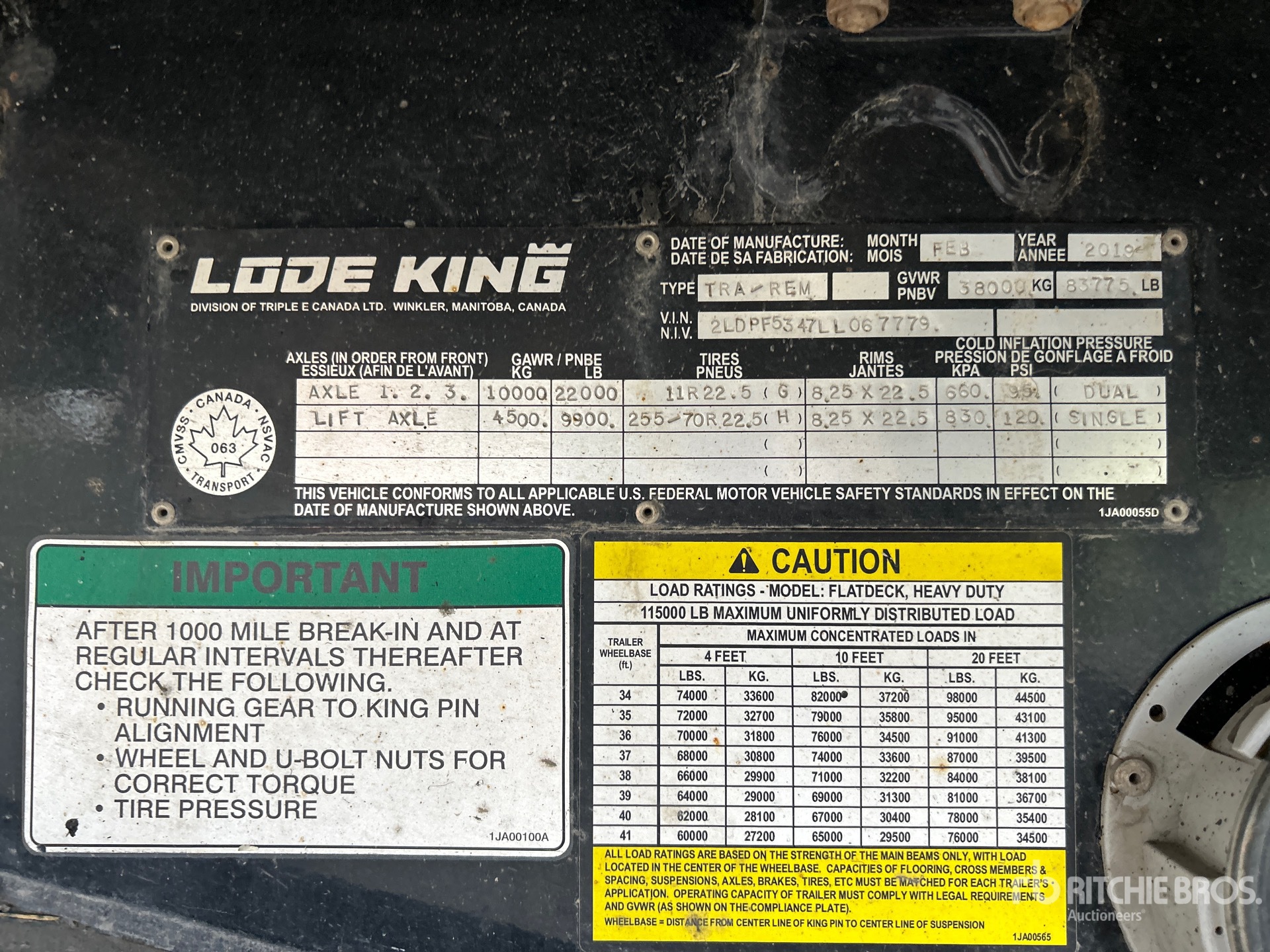 General Appearance with Serial Number / VIN