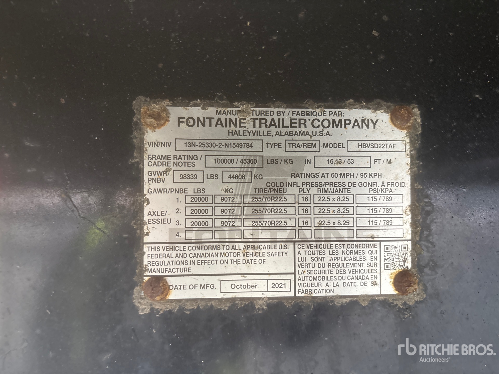 General Appearance with Serial Number / VIN