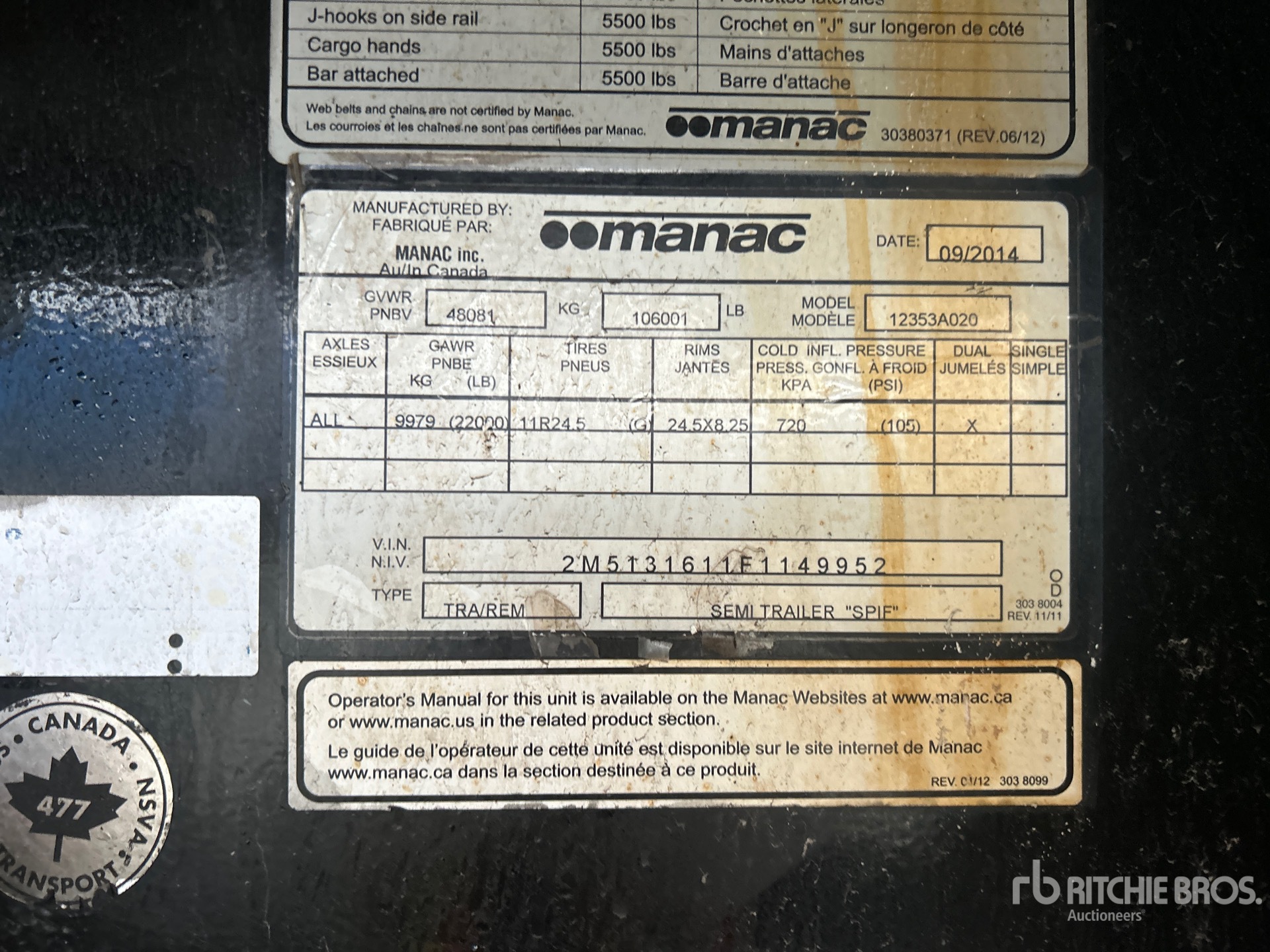 General Appearance with Serial Number / VIN
