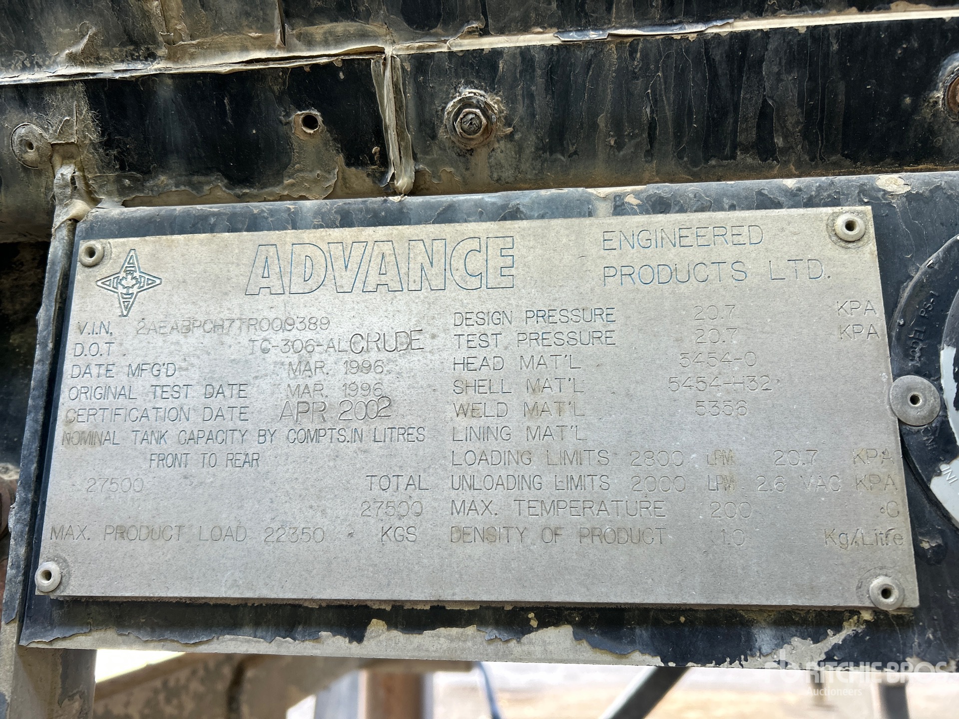 General Appearance with Serial Number / VIN