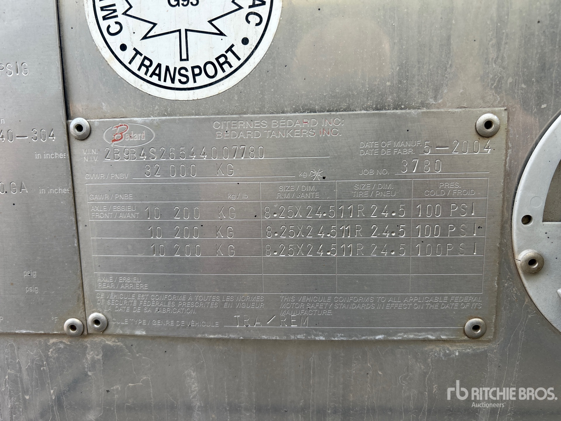 General Appearance with Serial Number / VIN