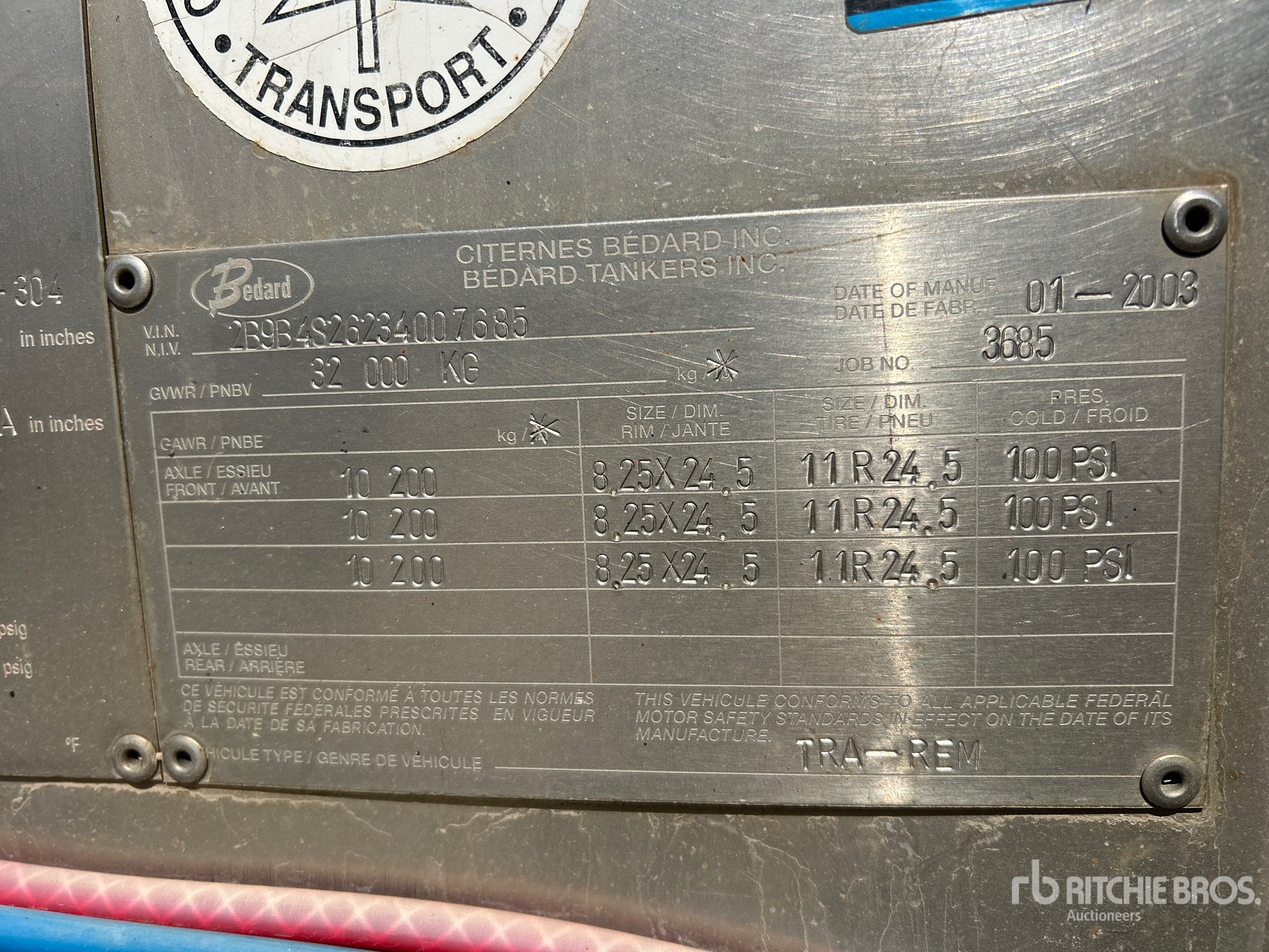 General Appearance with Serial Number / VIN