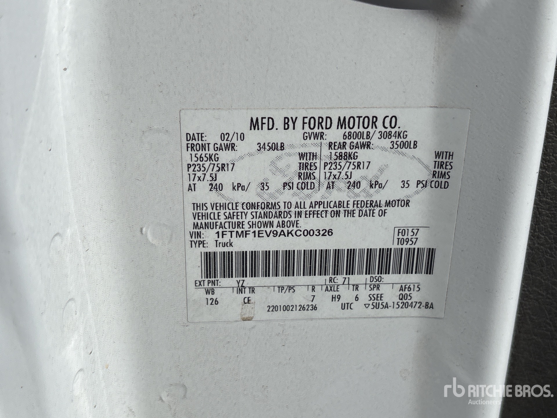 General Appearance with Serial Number / VIN