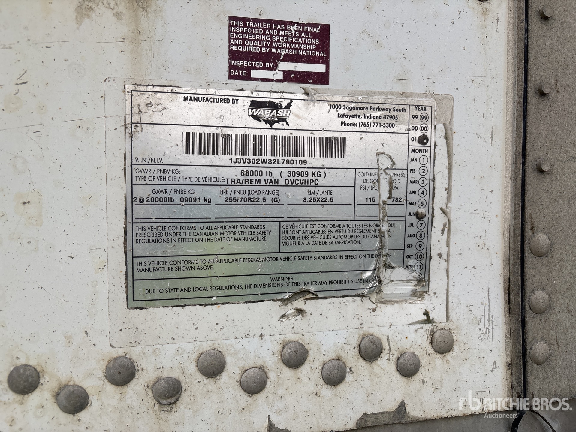 General Appearance with Serial Number / VIN