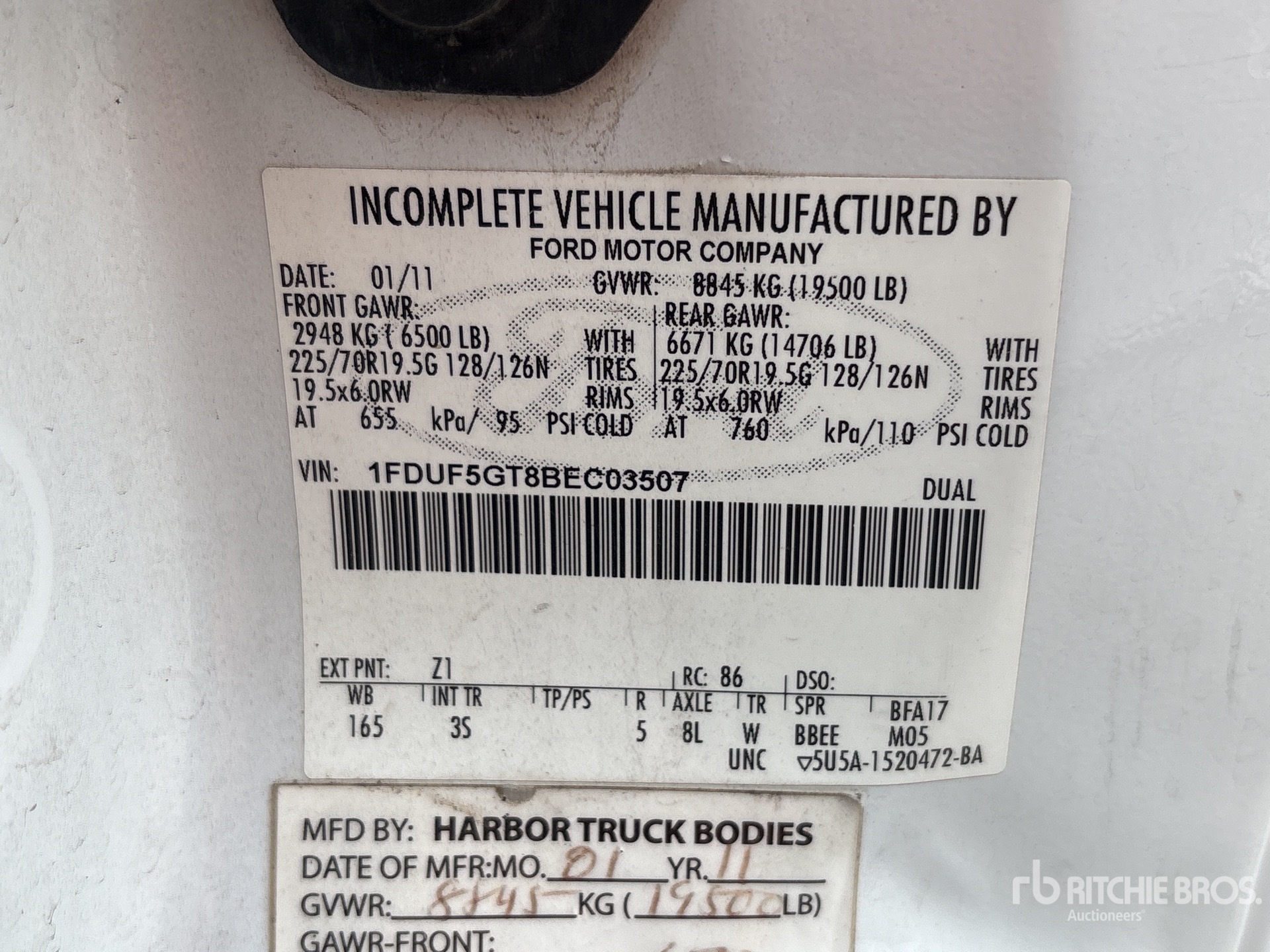 General Appearance with Serial Number / VIN