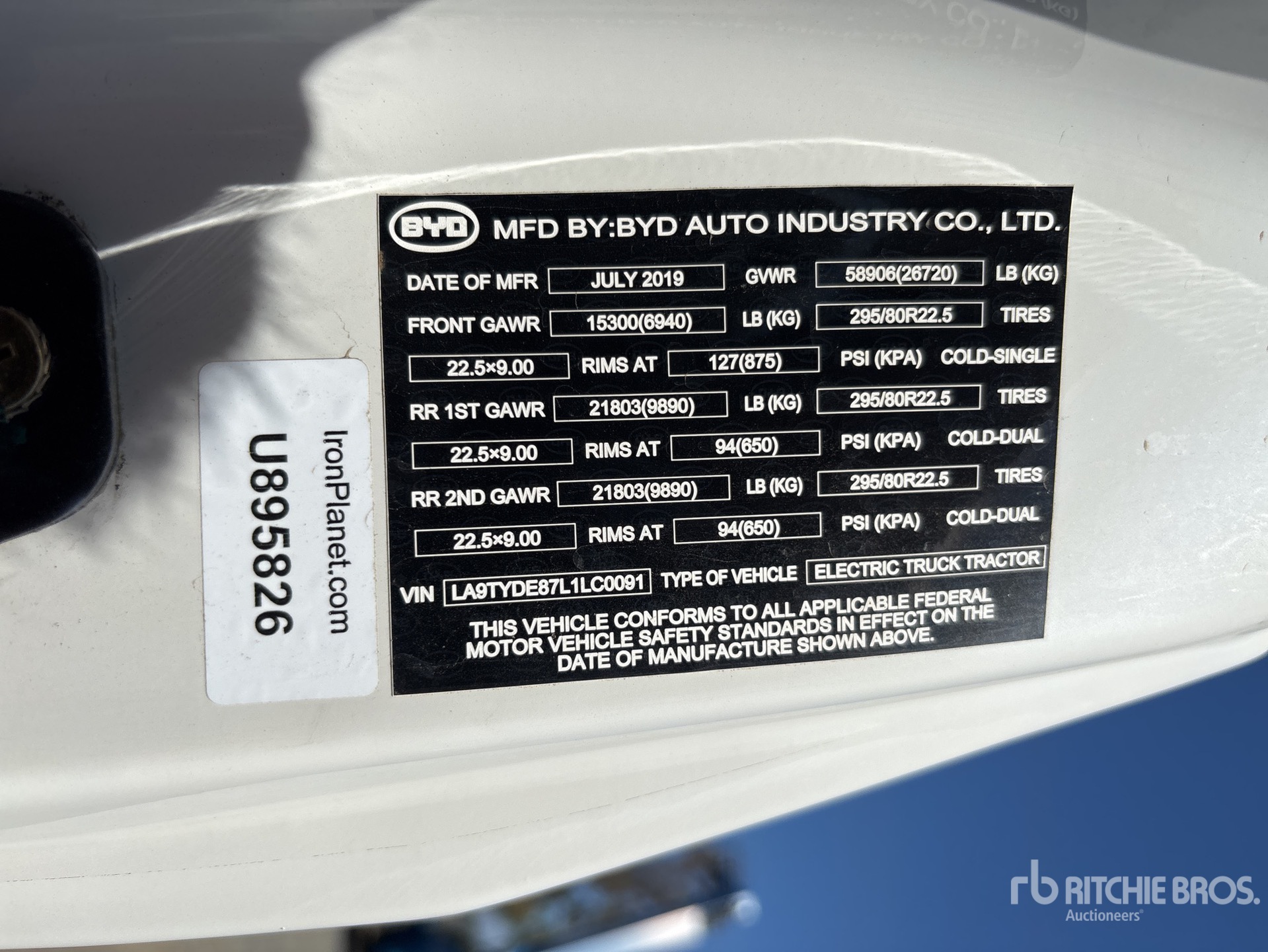 General Appearance with Serial Number / VIN
