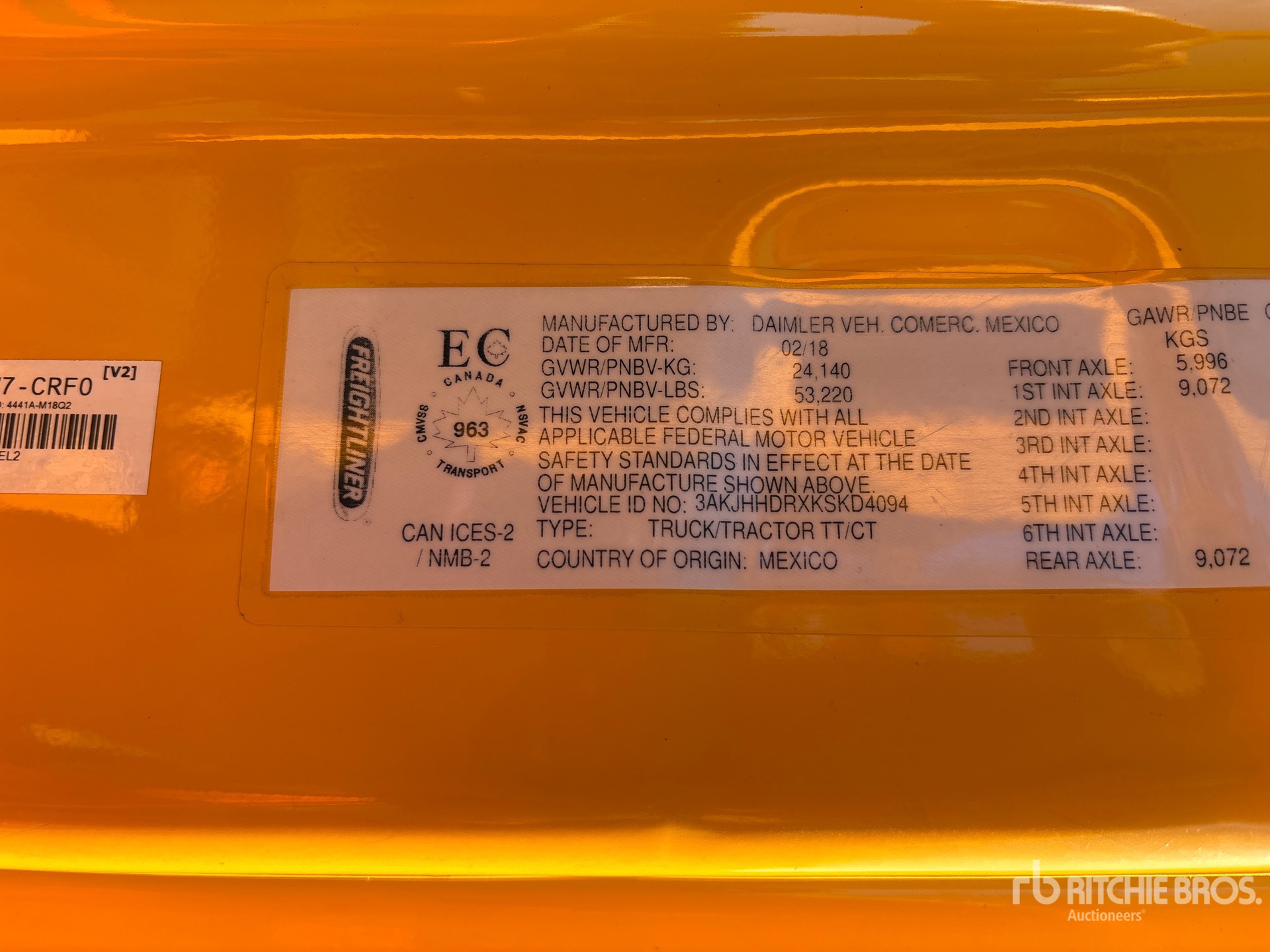General Appearance with Serial Number / VIN