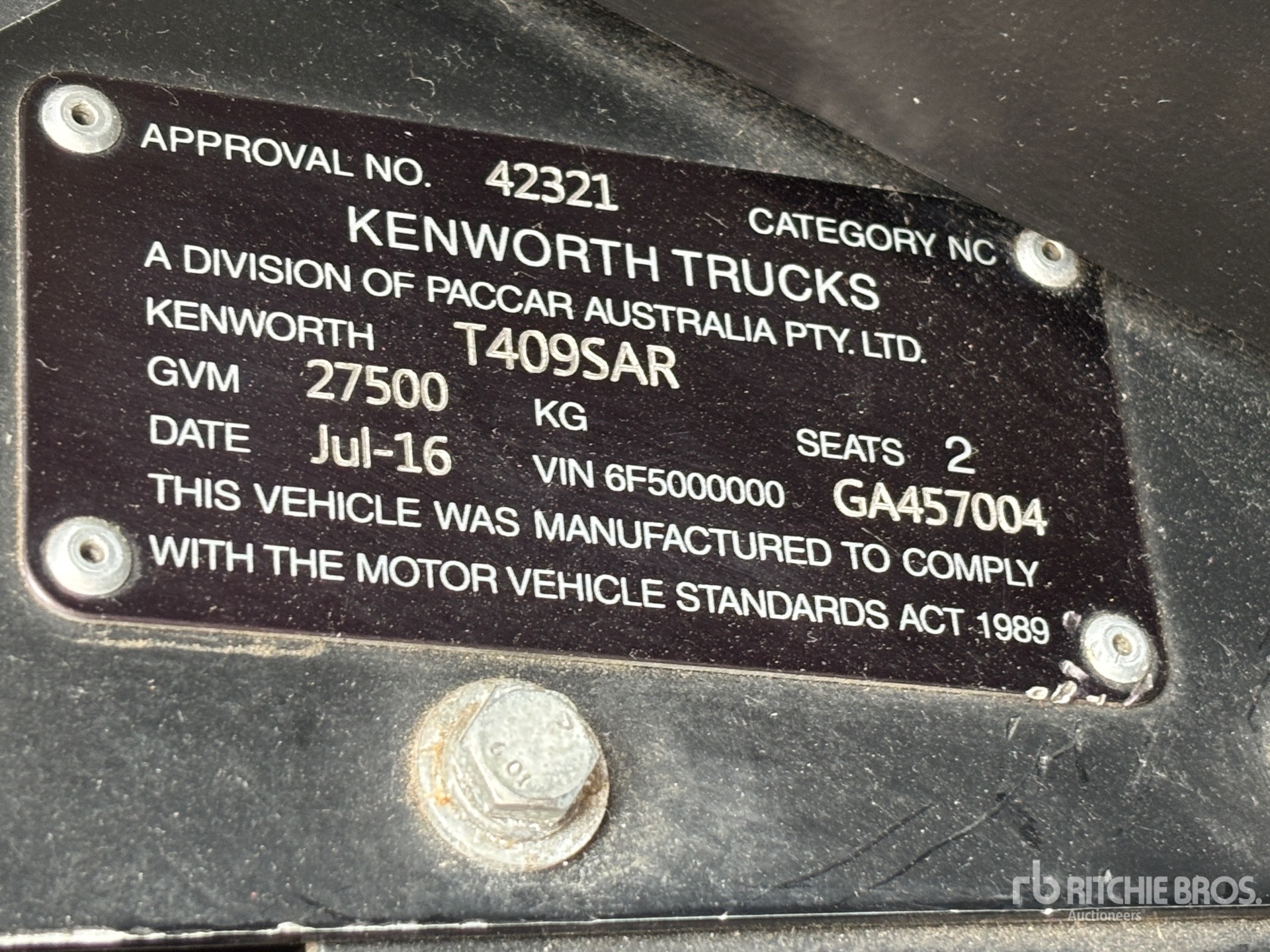 General Appearance with Serial Number / VIN