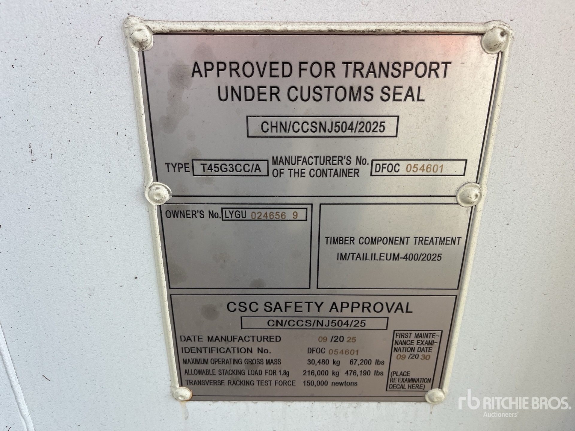 General Appearance with Serial Number / VIN