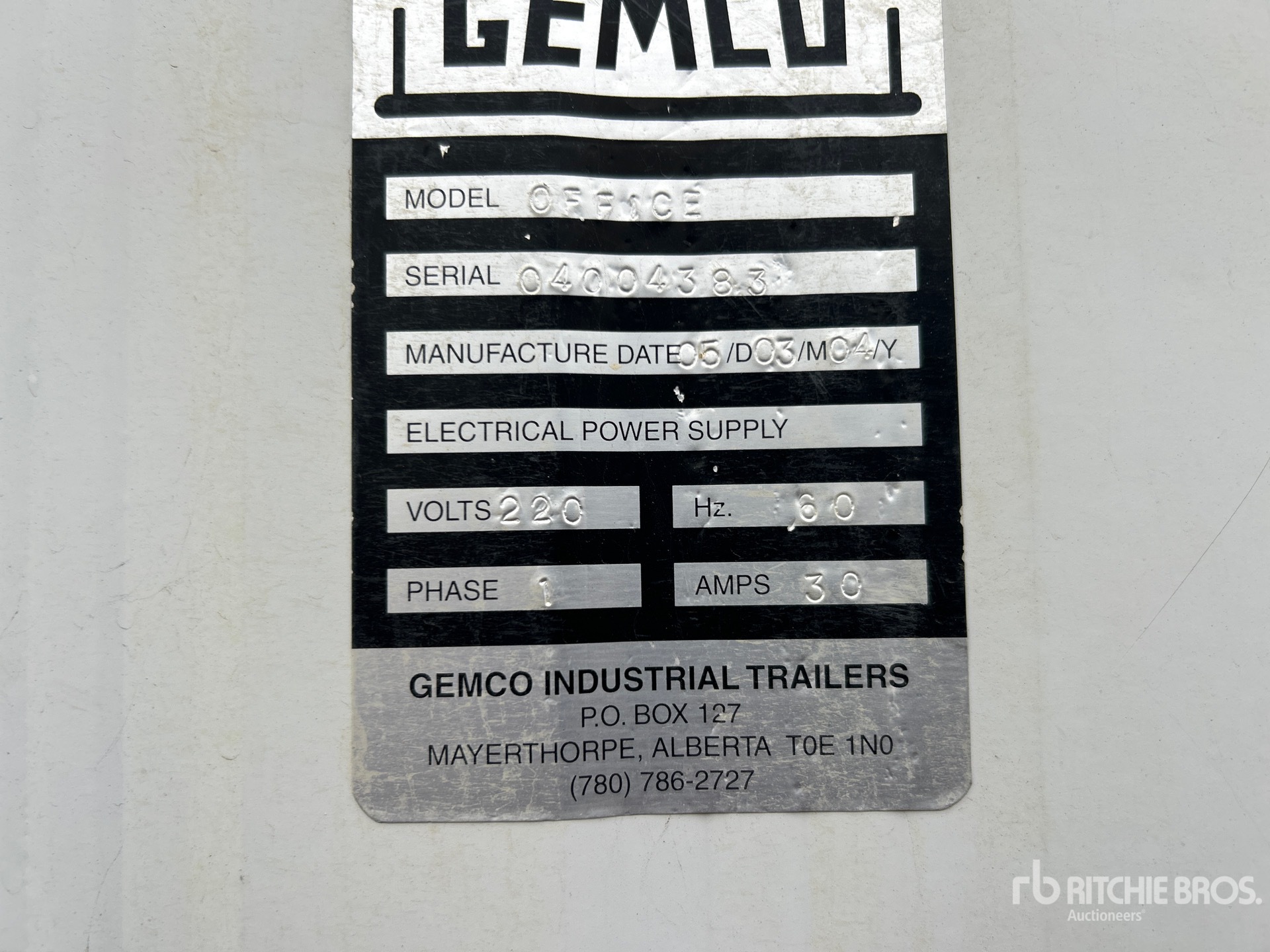 General Appearance with Serial Number / VIN
