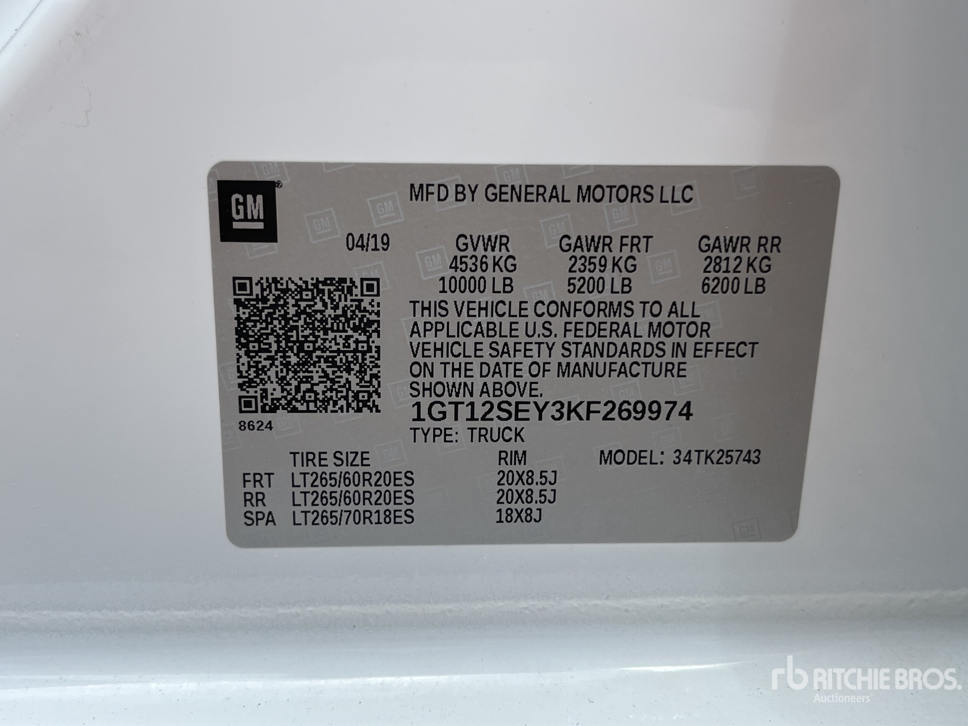 General Appearance with Serial Number / VIN