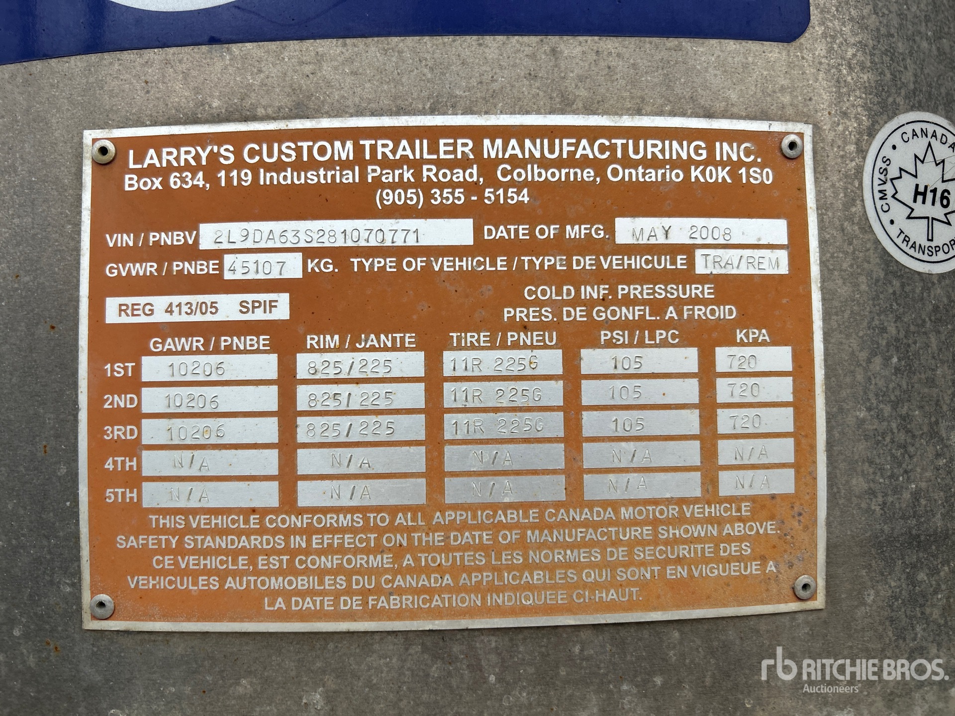 General Appearance with Serial Number / VIN