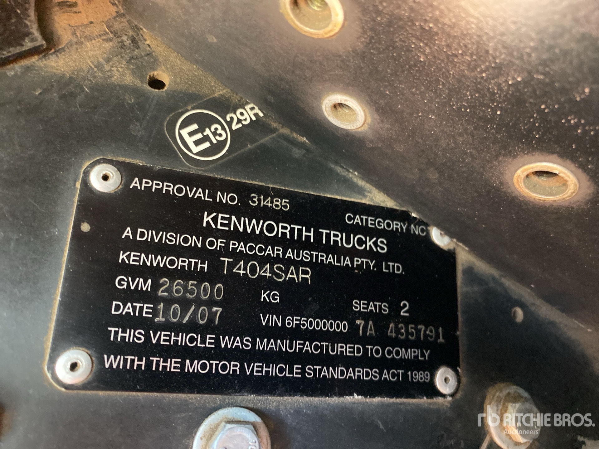 General Appearance with Serial Number / VIN
