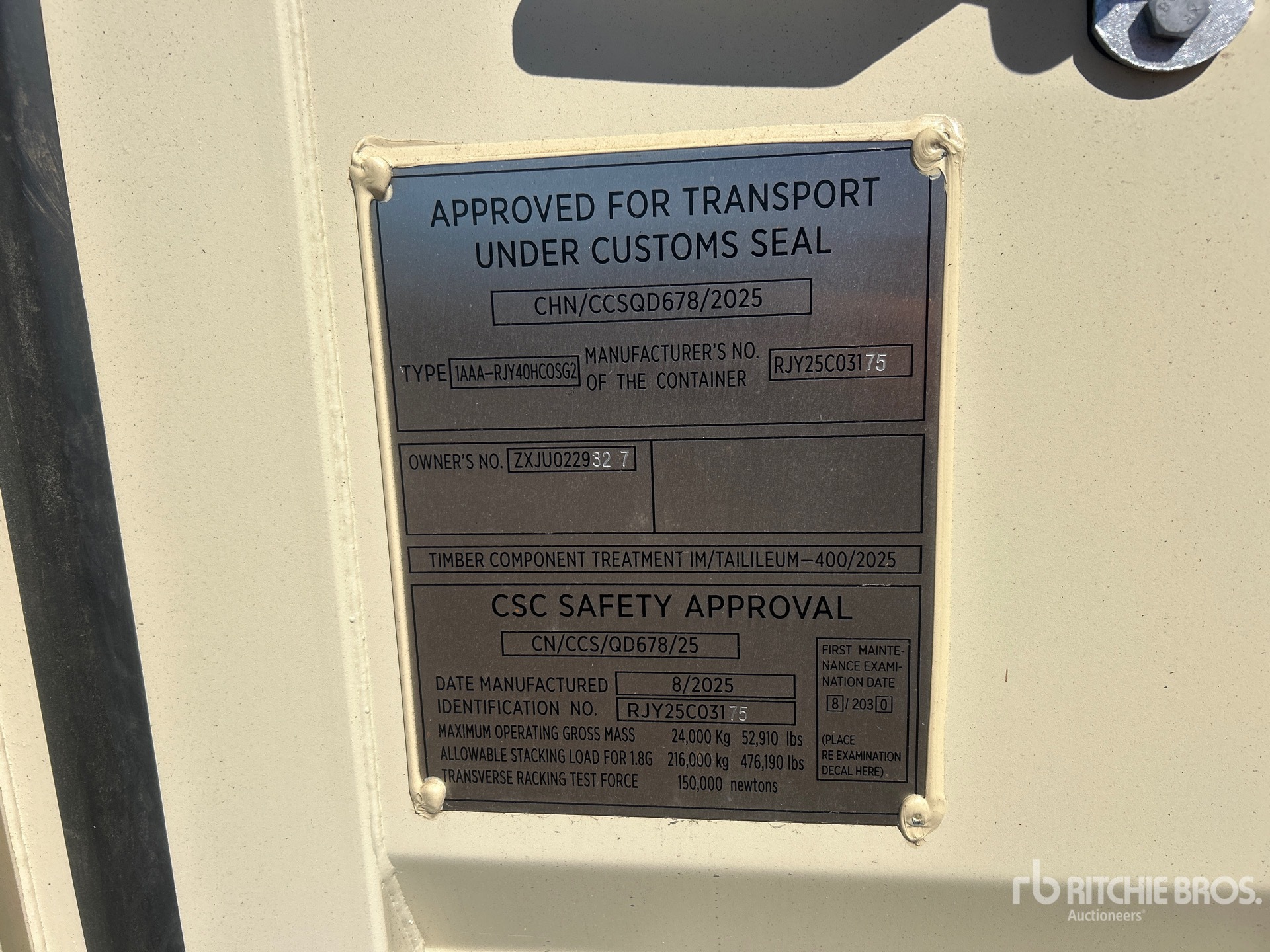 General Appearance with Serial Number / VIN