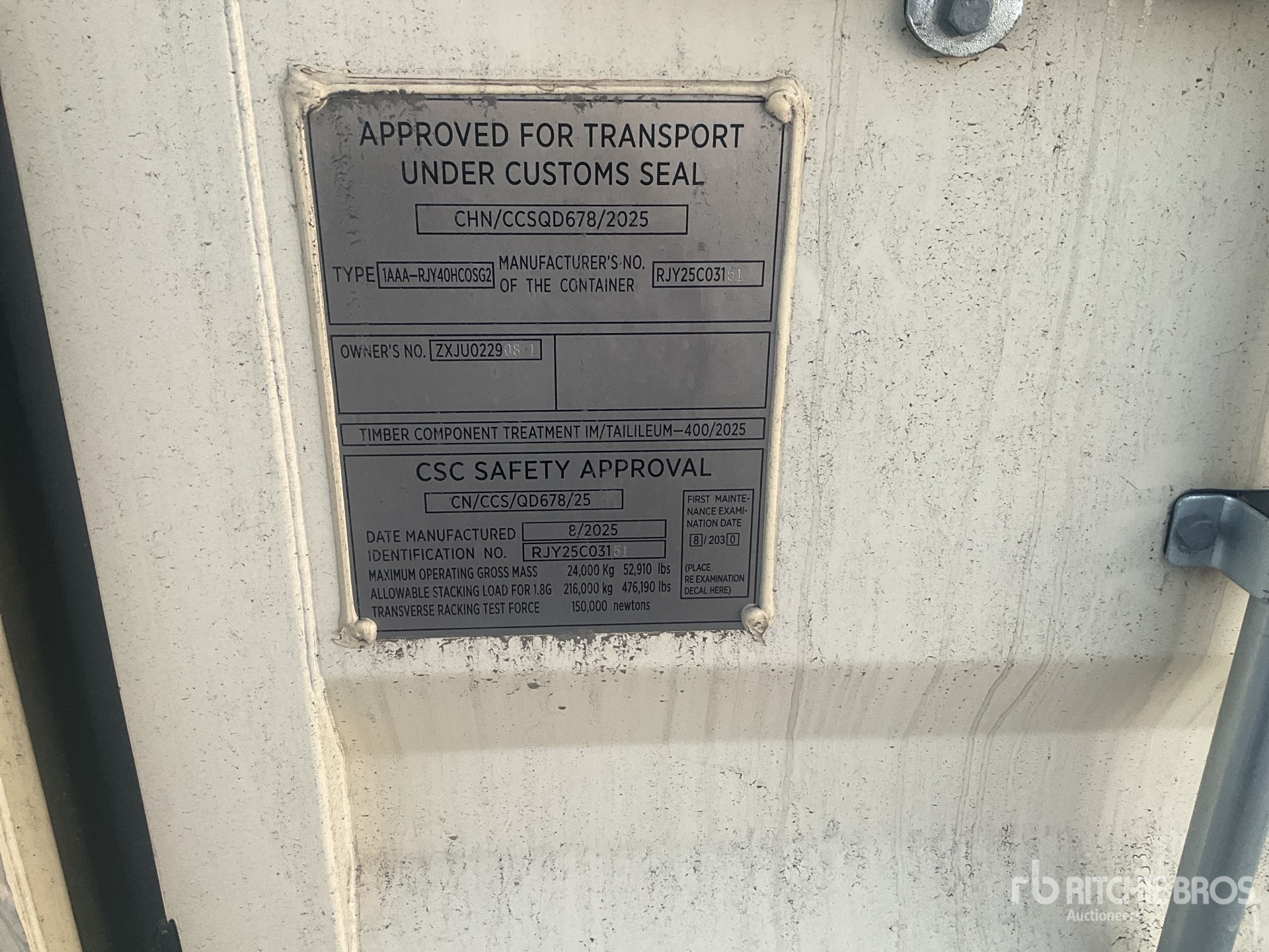 General Appearance with Serial Number / VIN