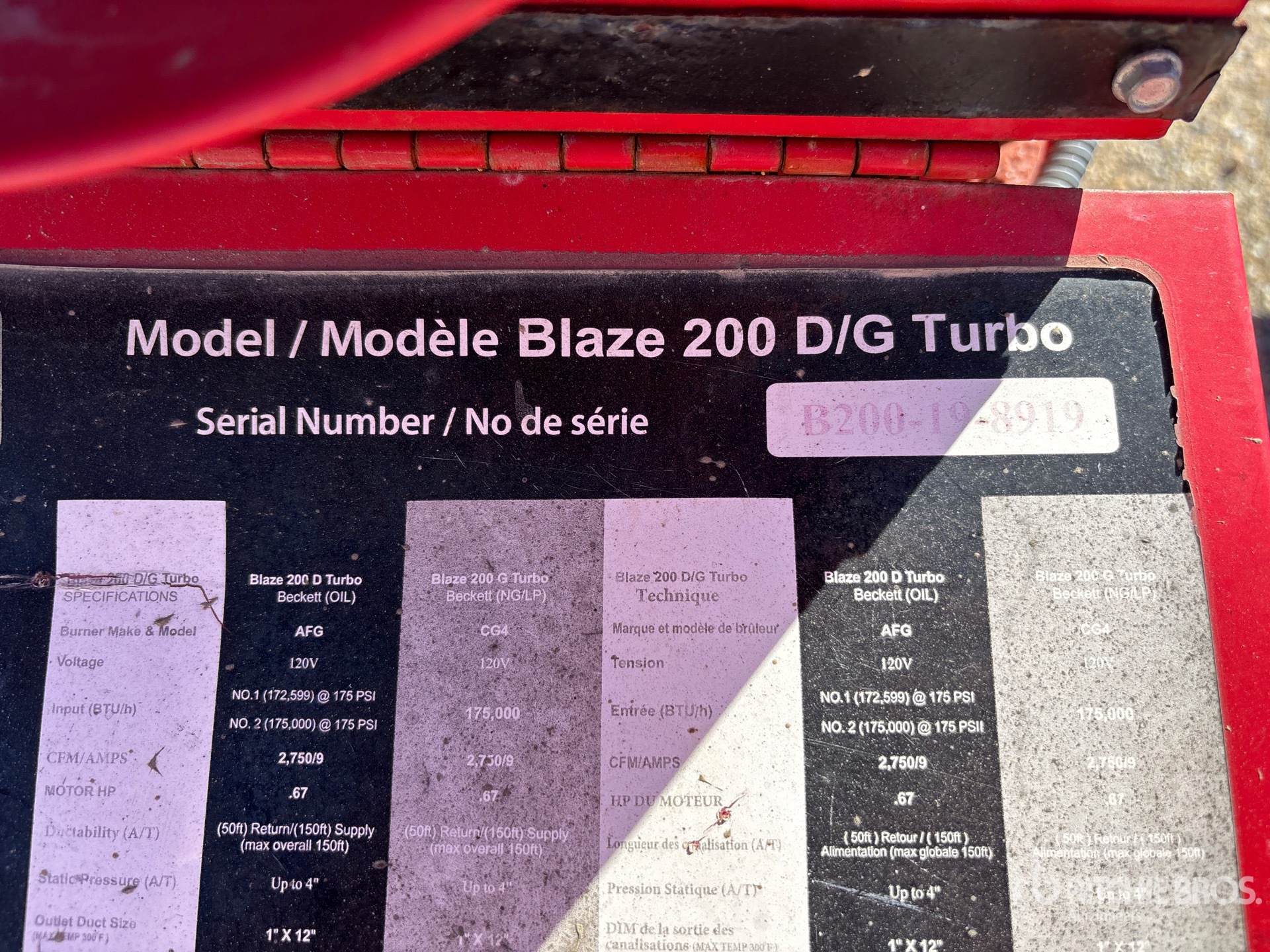 General Appearance with Serial Number / VIN