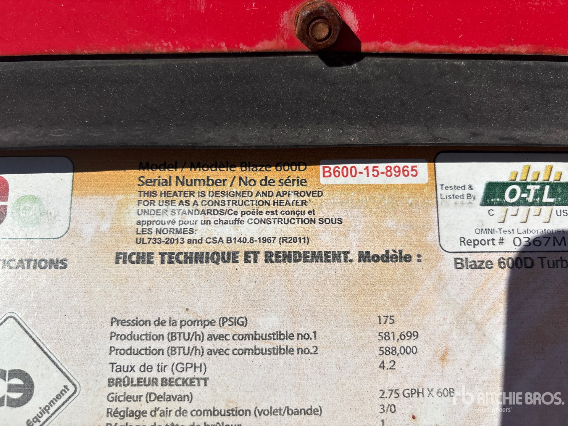 General Appearance with Serial Number / VIN