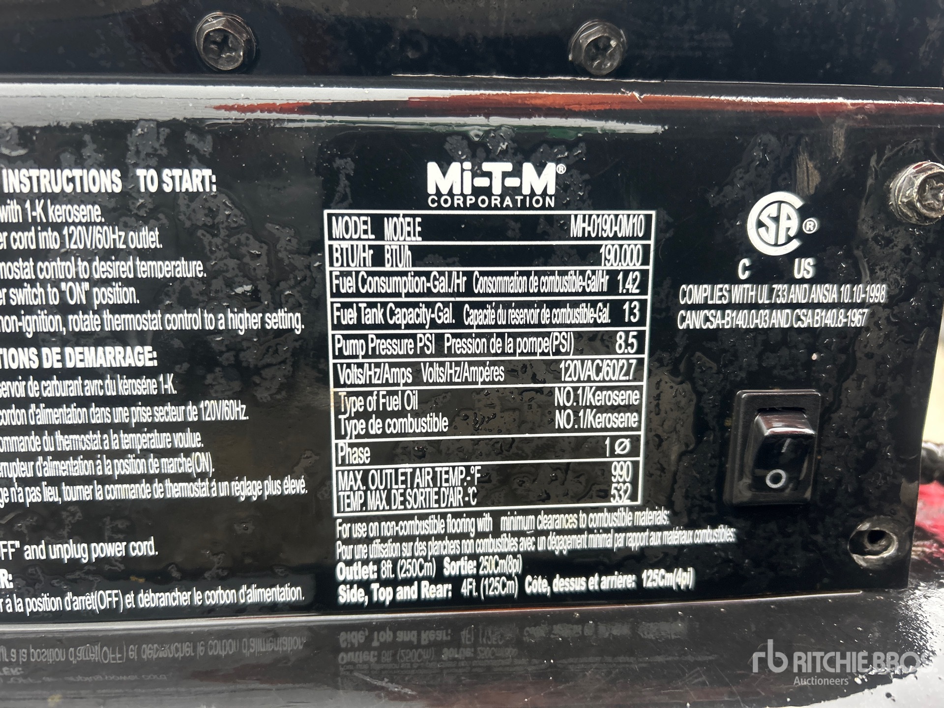 General Appearance with Serial Number / VIN